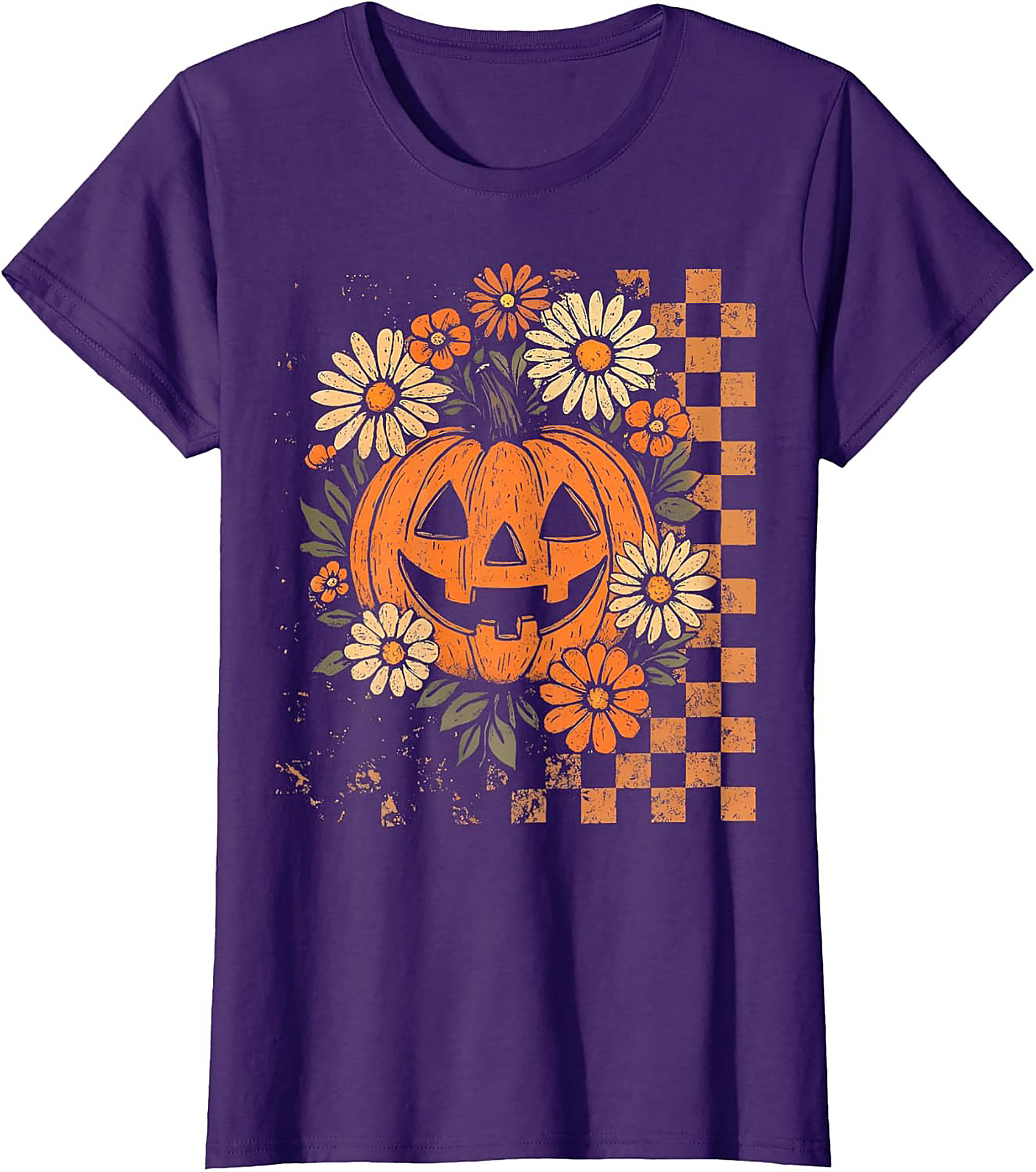 Retro Floral Pumpkin Halloween T-Shirt | Vintage Tee