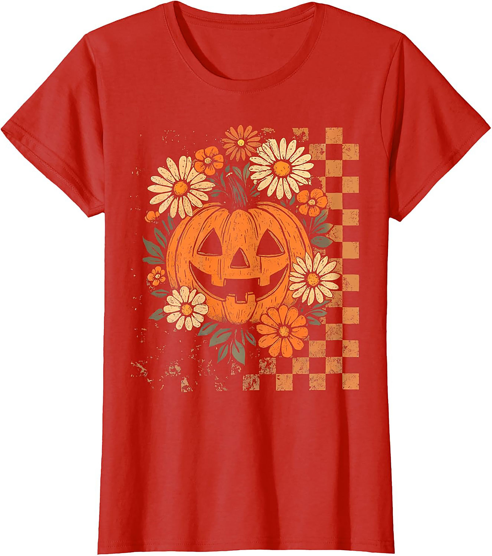 Retro Floral Pumpkin Halloween T-Shirt | Vintage Tee