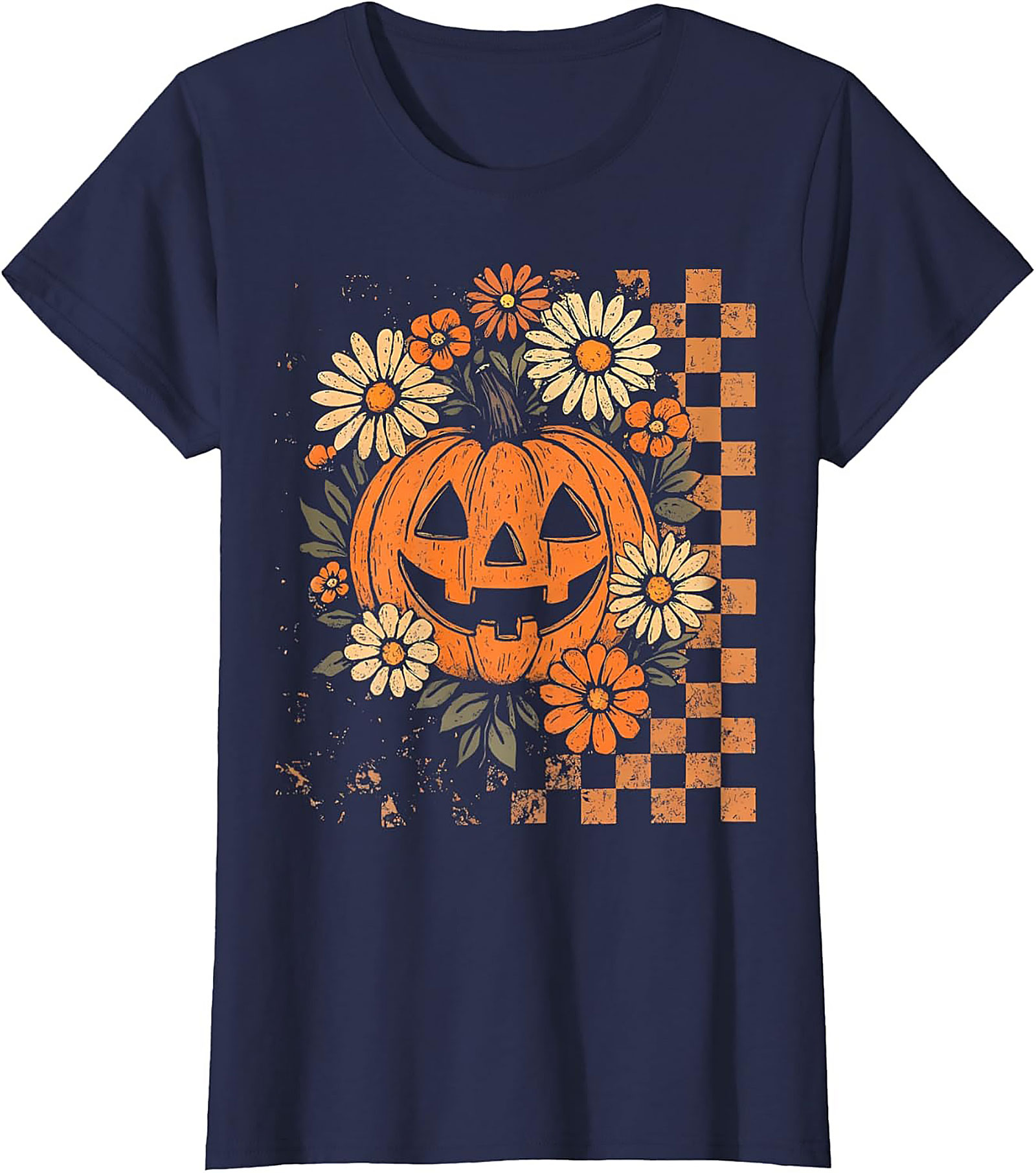 Retro Floral Pumpkin Halloween T-Shirt | Vintage Tee