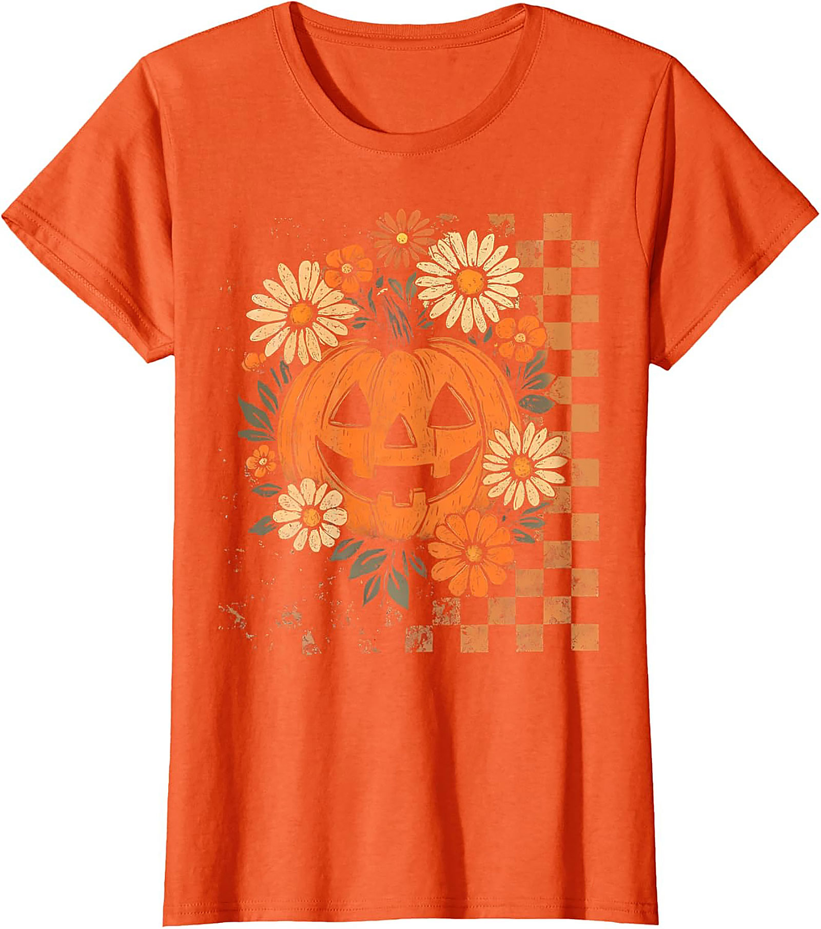 Retro Floral Pumpkin Halloween T-Shirt | Vintage Tee