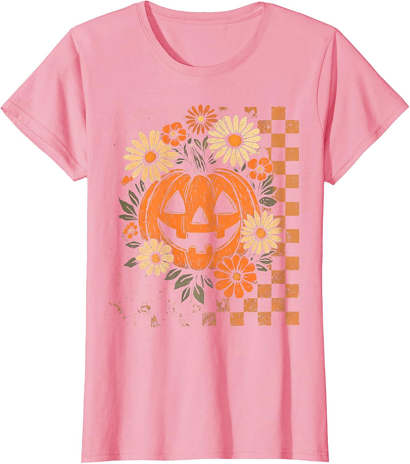 Retro Floral Pumpkin Halloween T-Shirt | Vintage Tee