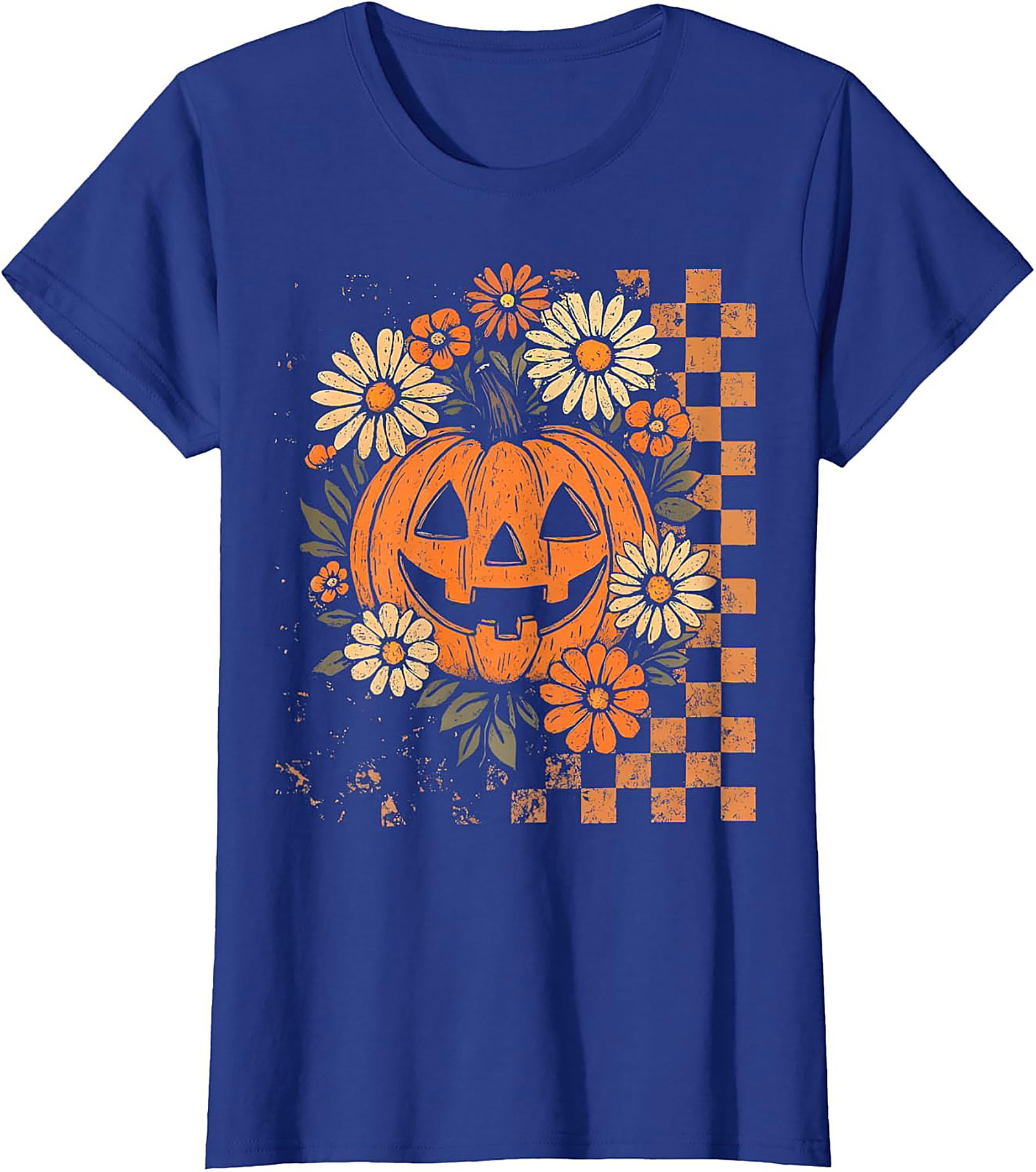 Retro Floral Pumpkin Halloween T-Shirt | Vintage Tee