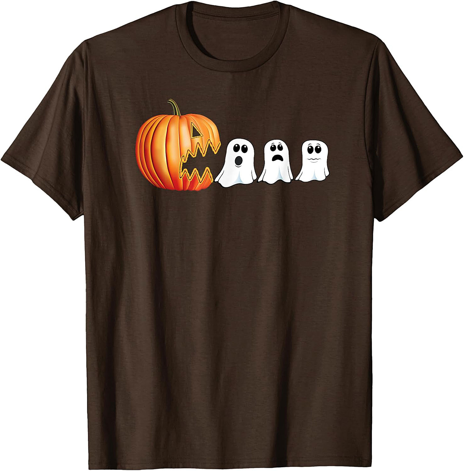 Funny Halloween T-Shirt: Pumpkin Chasing Ghosts Graphic Tee