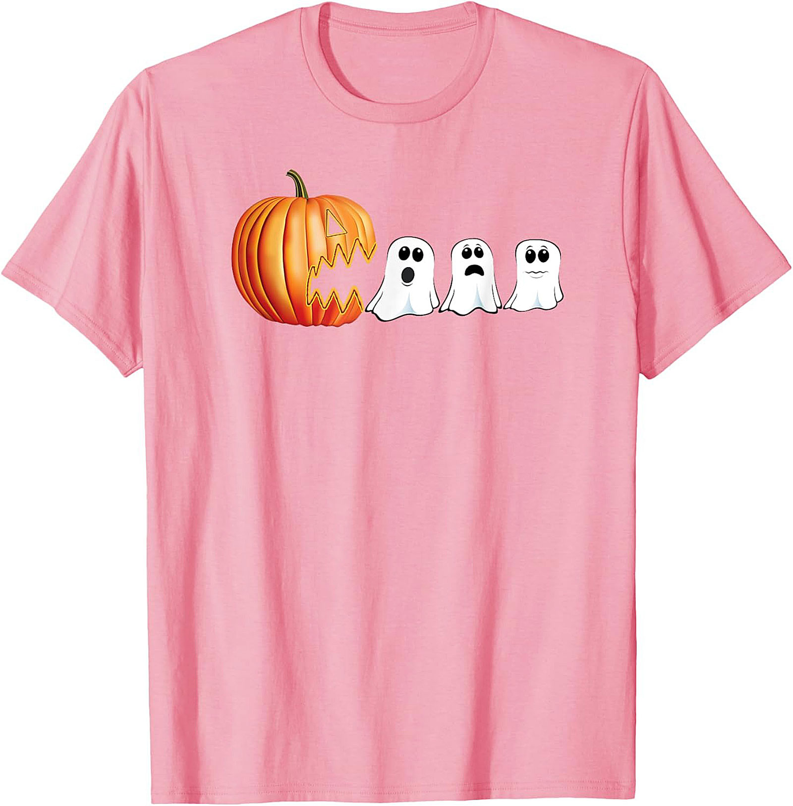 Funny Halloween T-Shirt: Pumpkin Chasing Ghosts Graphic Tee