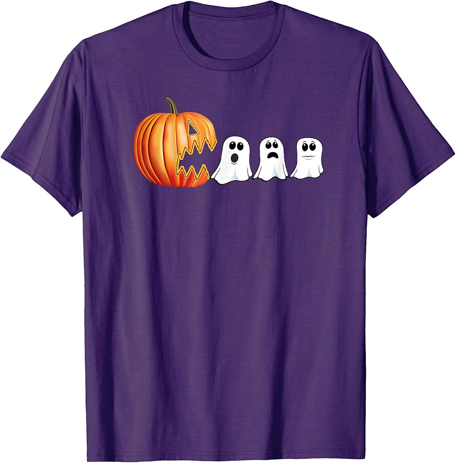 Funny Halloween T-Shirt: Pumpkin Chasing Ghosts Graphic Tee