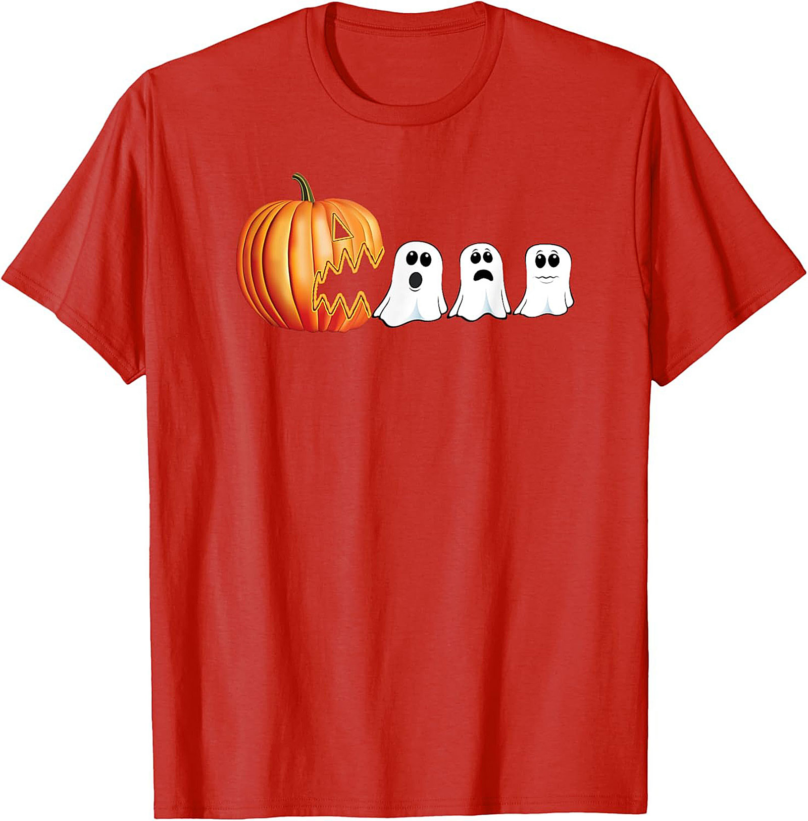 Funny Halloween T-Shirt: Pumpkin Chasing Ghosts Graphic Tee