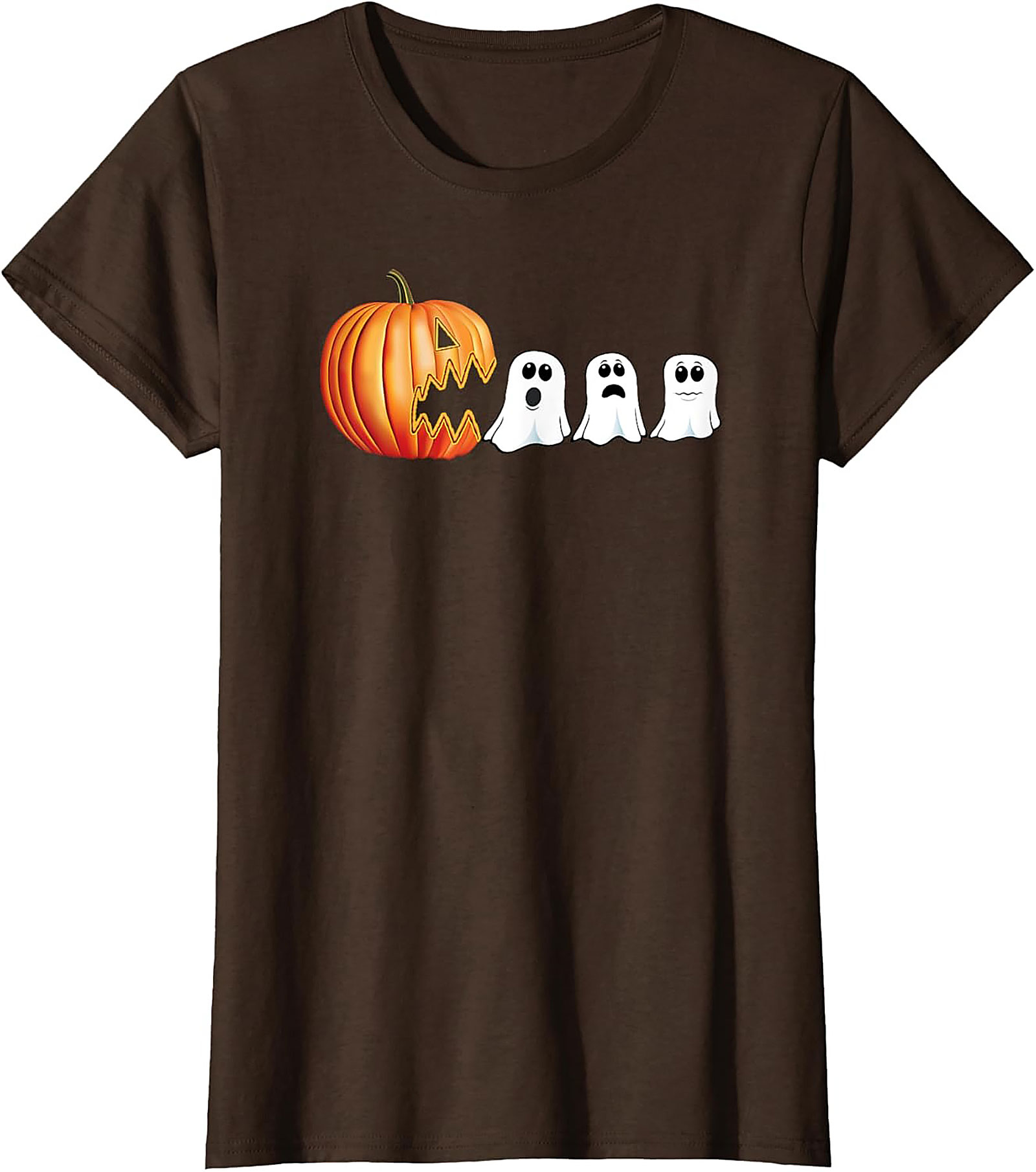 Funny Halloween T-Shirt: Pumpkin Chasing Ghosts Graphic Tee