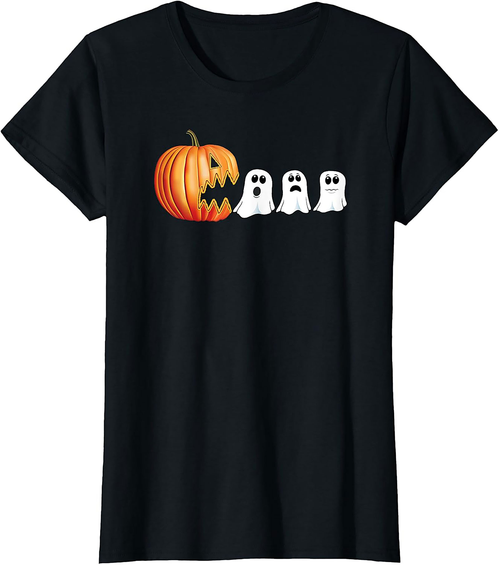 Funny Halloween T-Shirt: Pumpkin Chasing Ghosts Graphic Tee