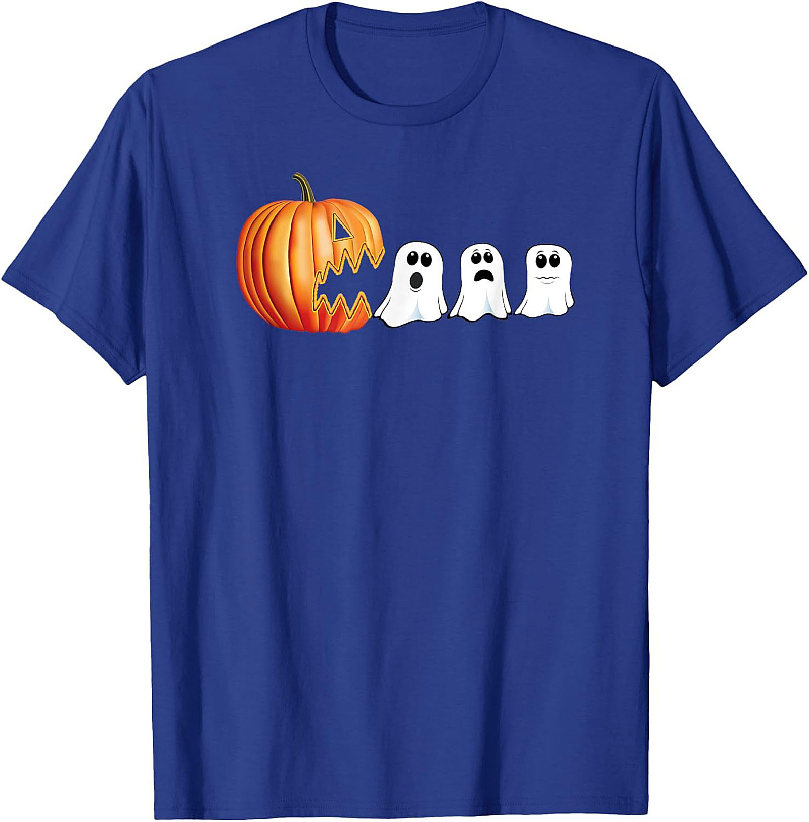 Funny Halloween T-Shirt: Pumpkin Chasing Ghosts Graphic Tee