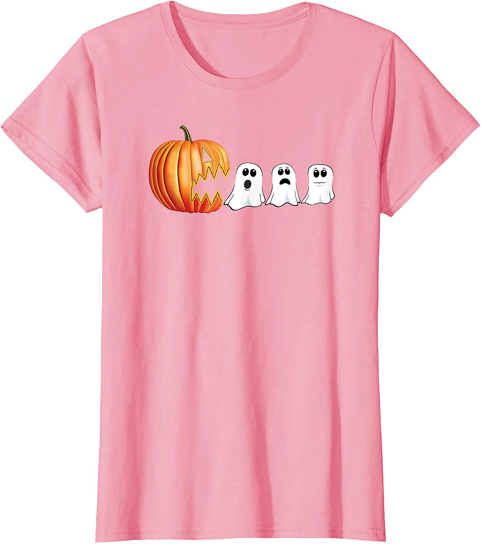 Funny Halloween T-Shirt: Pumpkin Chasing Ghosts Graphic Tee