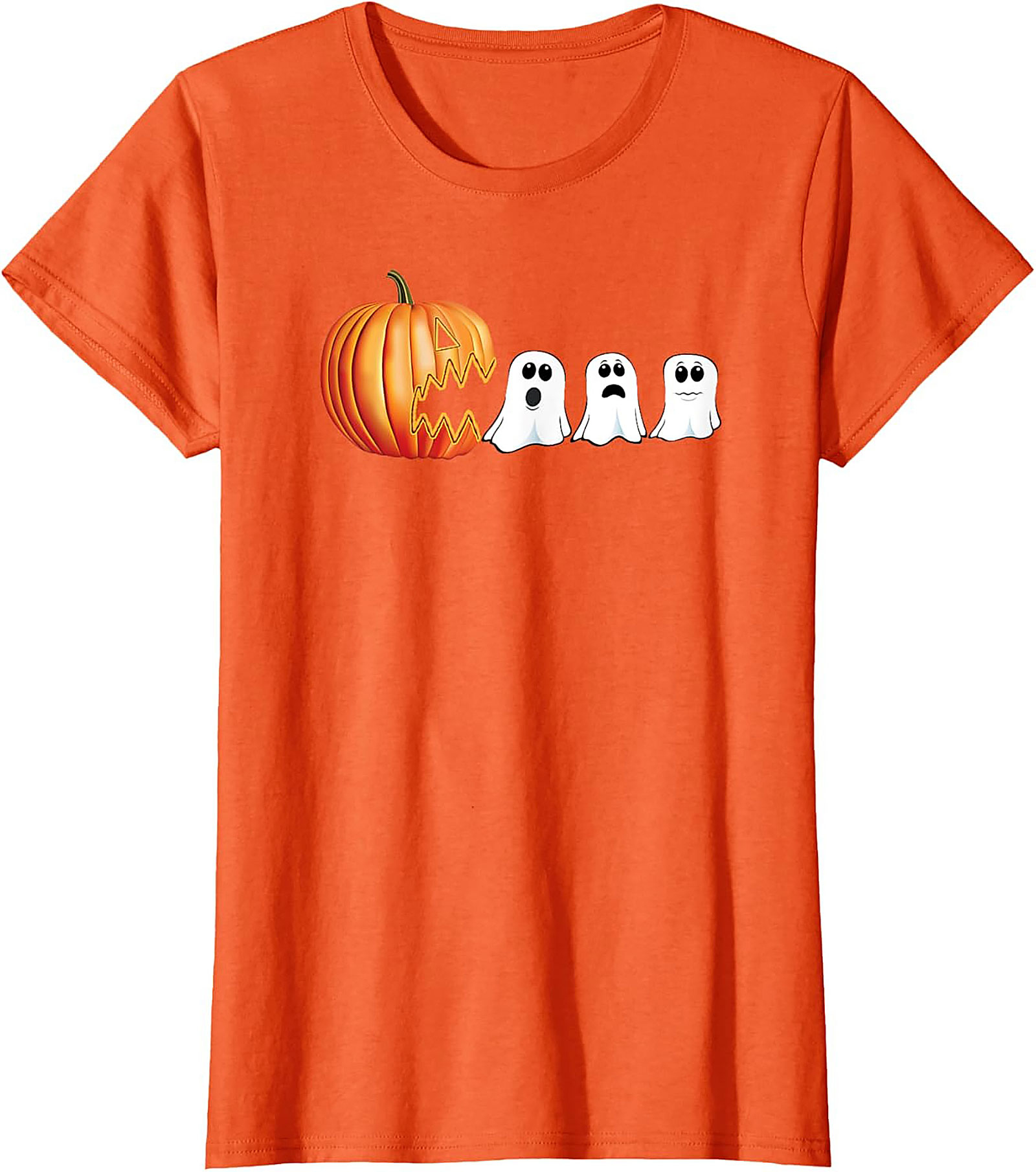 Funny Halloween T-Shirt: Pumpkin Chasing Ghosts Graphic Tee