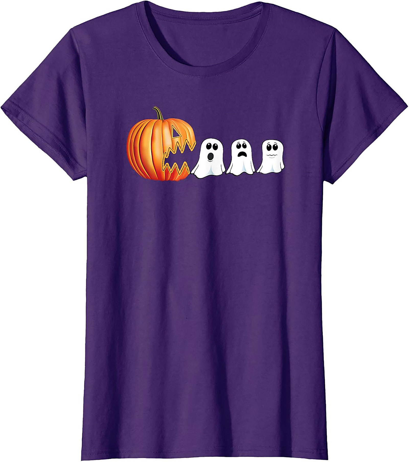Funny Halloween T-Shirt: Pumpkin Chasing Ghosts Graphic Tee