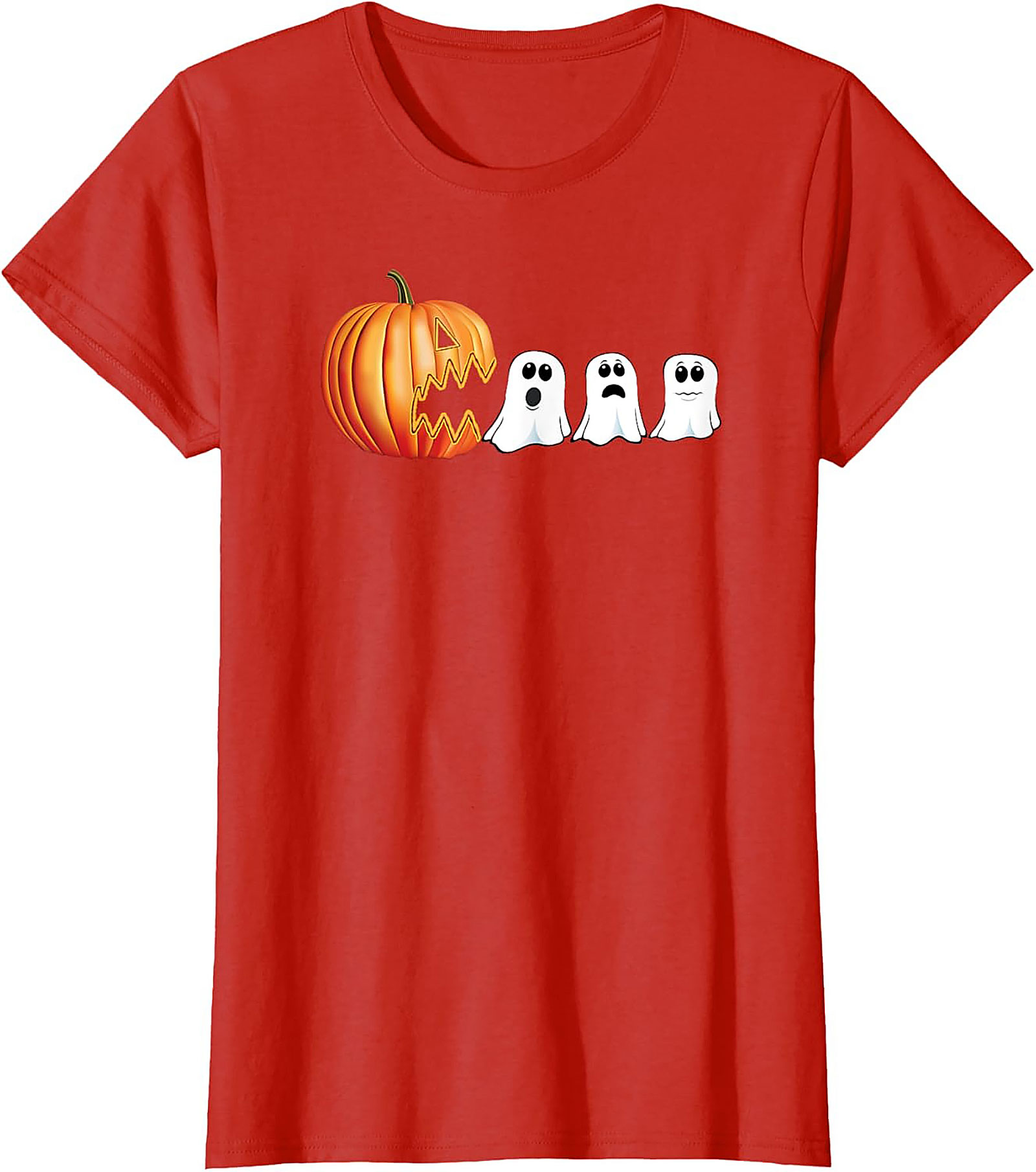 Funny Halloween T-Shirt: Pumpkin Chasing Ghosts Graphic Tee