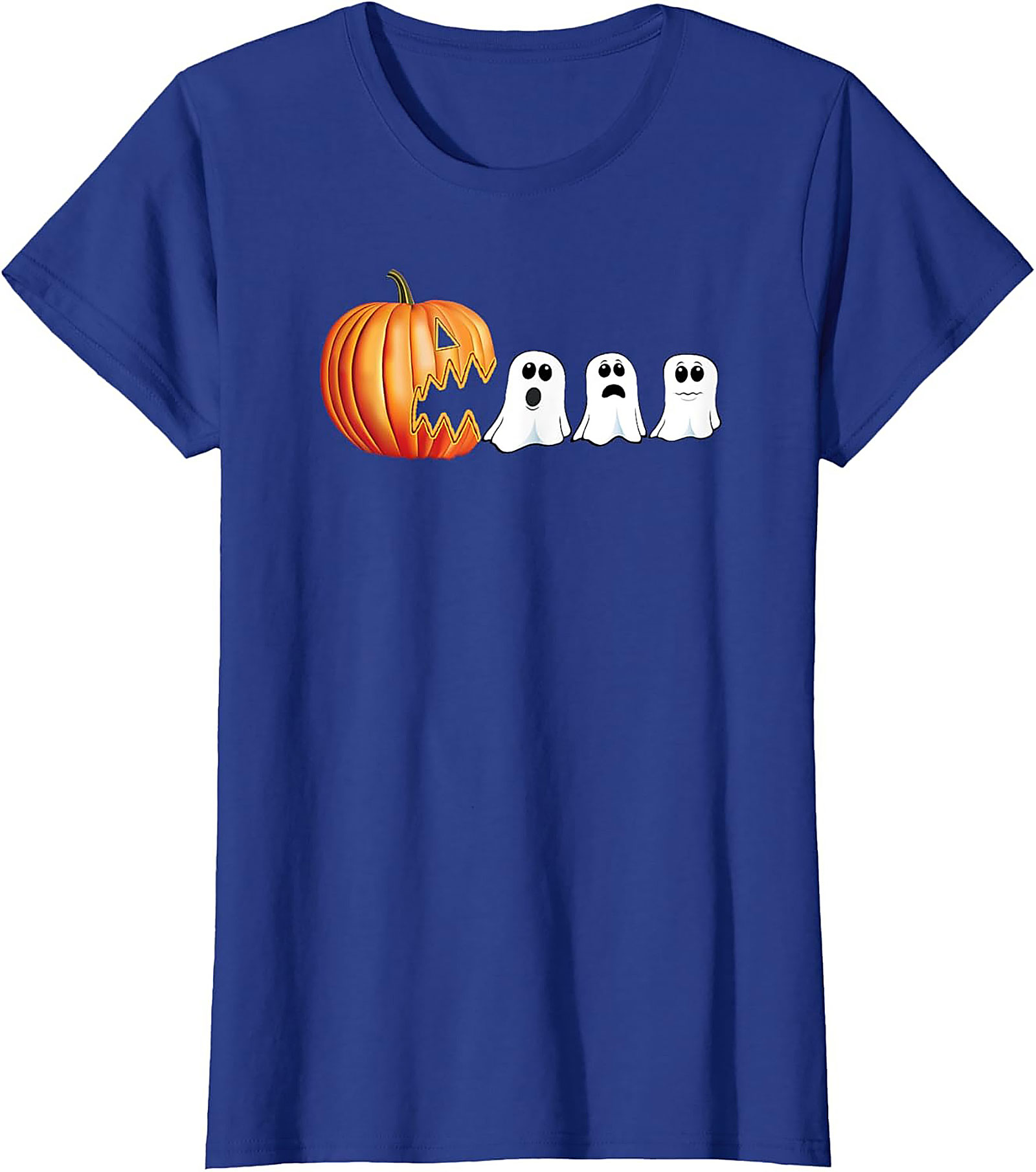 Funny Halloween T-Shirt: Pumpkin Chasing Ghosts Graphic Tee