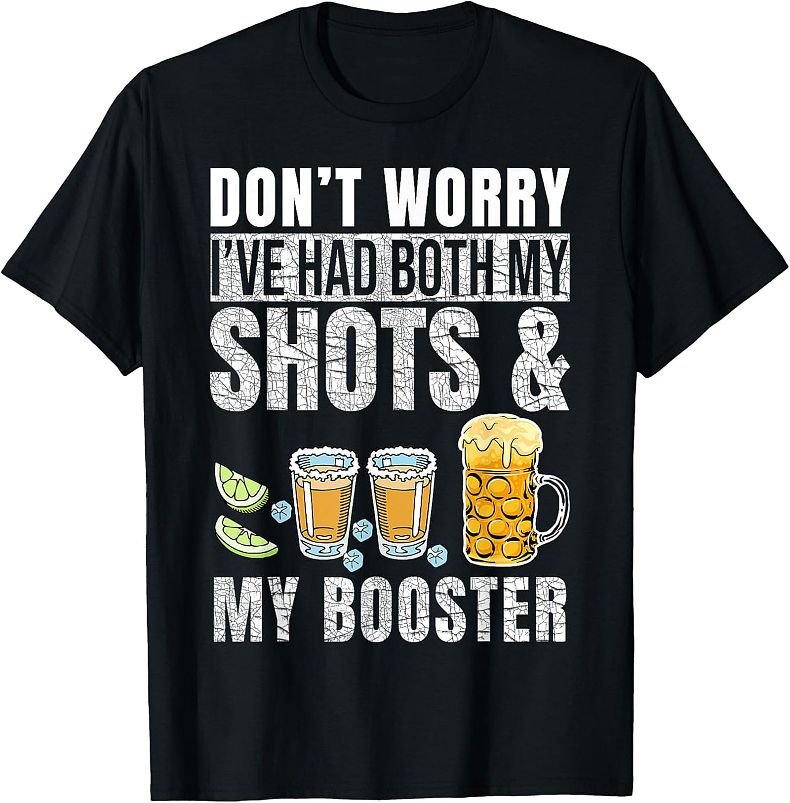 Funny Shots and Booster T-Shirt Tequila Humor Graphic Tee