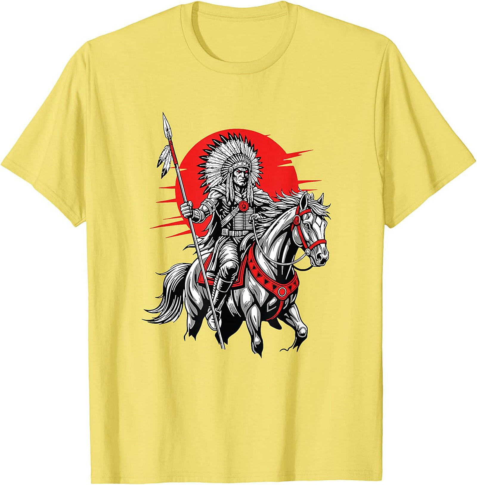 Native American Chief Warrior Graphic Tee Soft Cotton Shirt