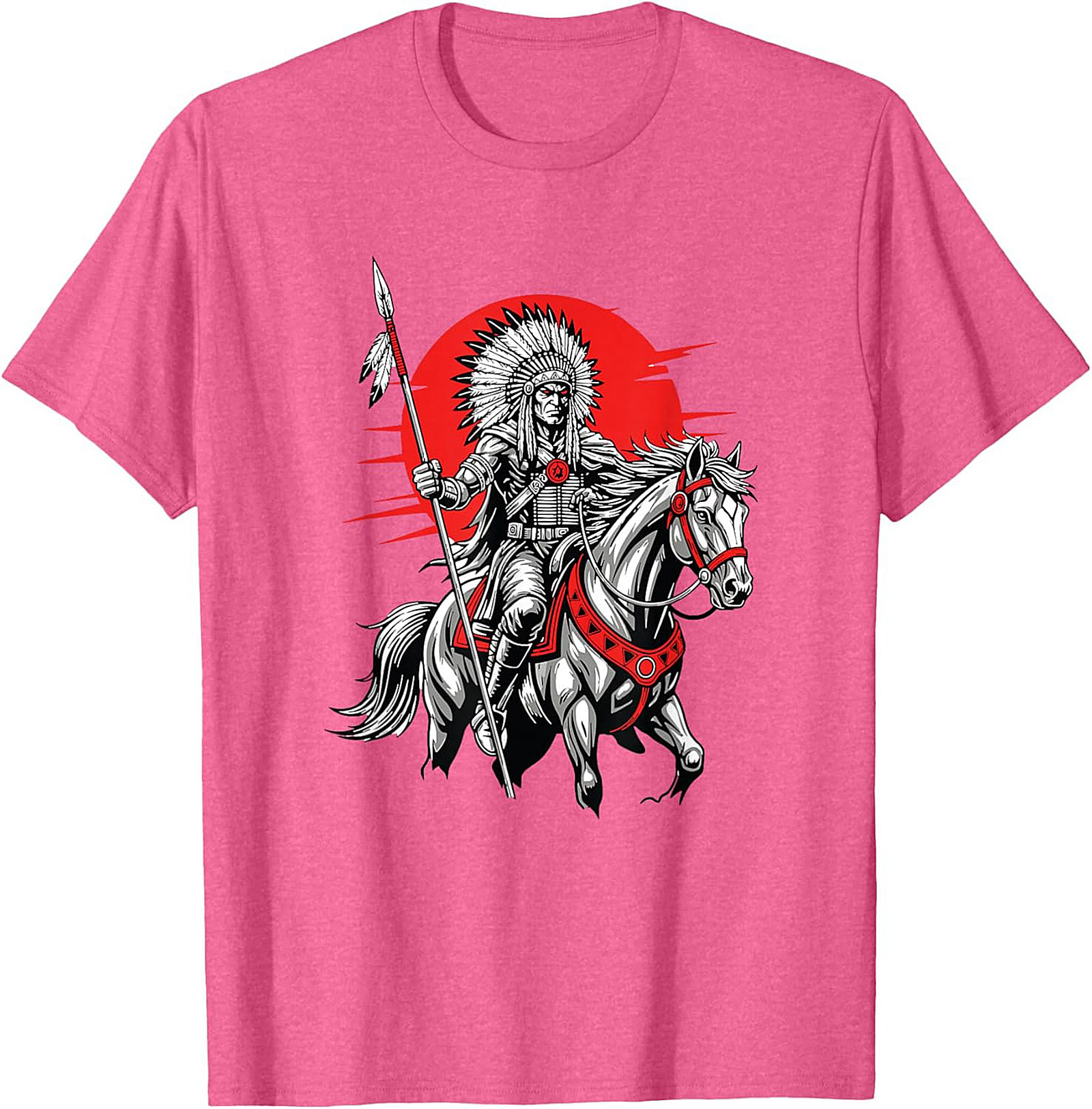 Native American Chief Warrior Graphic Tee Soft Cotton Shirt