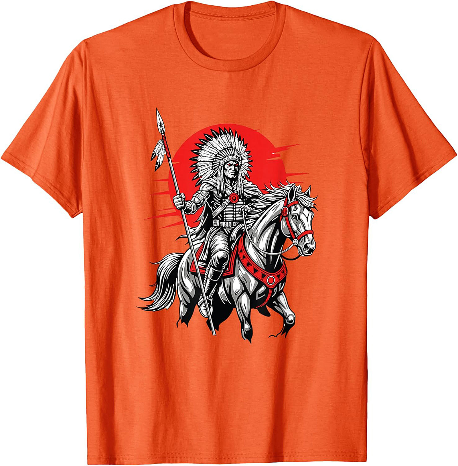 Native American Chief Warrior Graphic Tee Soft Cotton Shirt