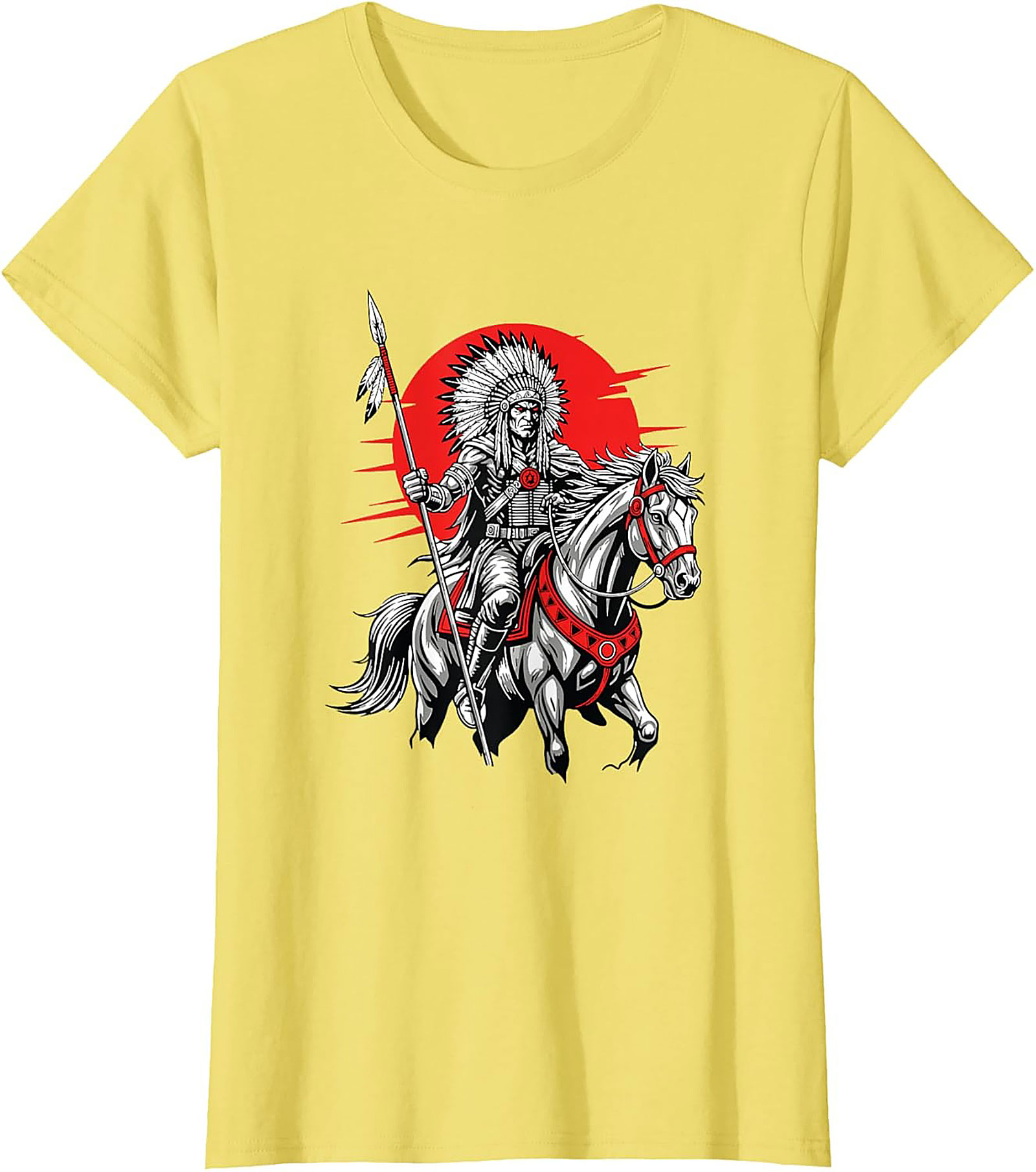 Native American Chief Warrior Graphic Tee Soft Cotton Shirt