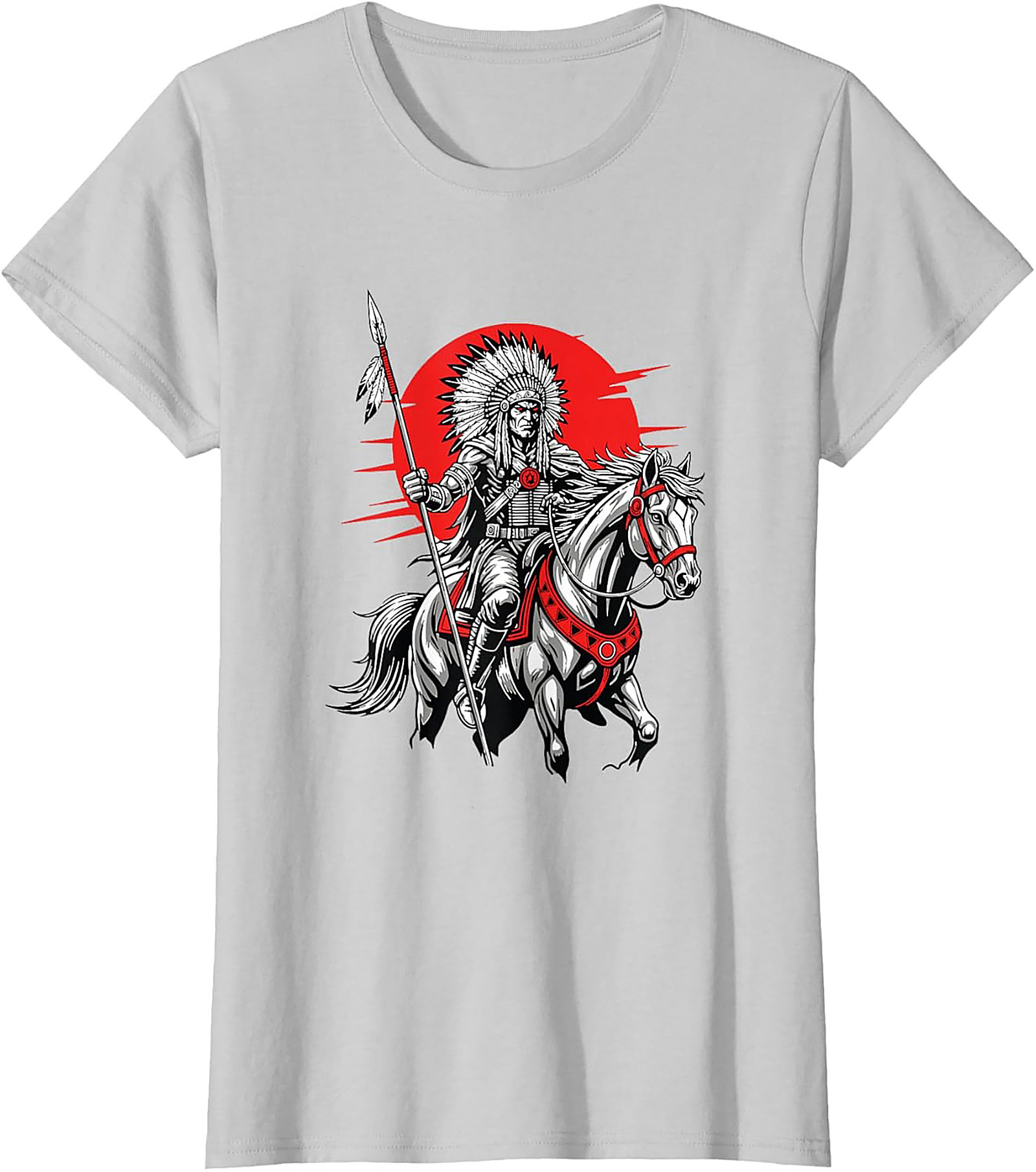 Native American Chief Warrior Graphic Tee Soft Cotton Shirt
