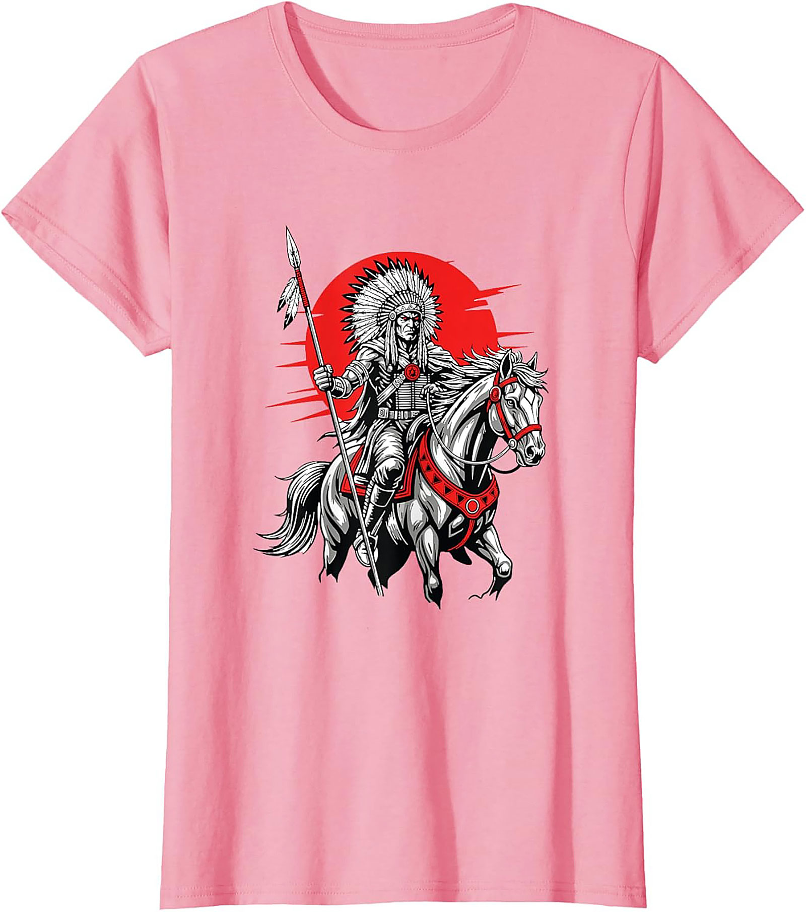 Native American Chief Warrior Graphic Tee Soft Cotton Shirt
