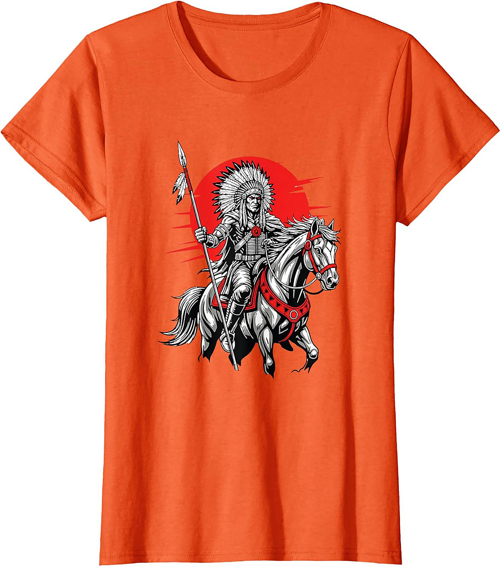 Native American Chief Warrior Graphic Tee Soft Cotton Shirt