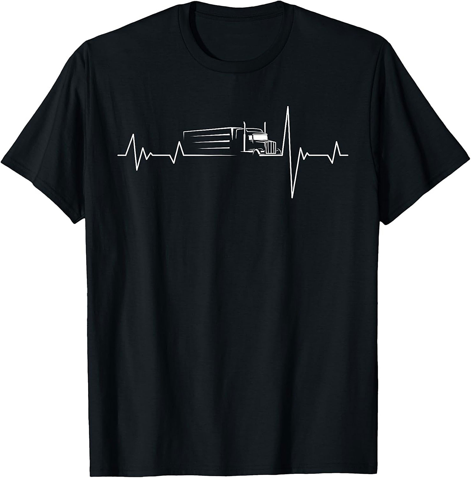 Trucker Heartbeat T-shirt | Semi Truck EKG Line Graphic Tee