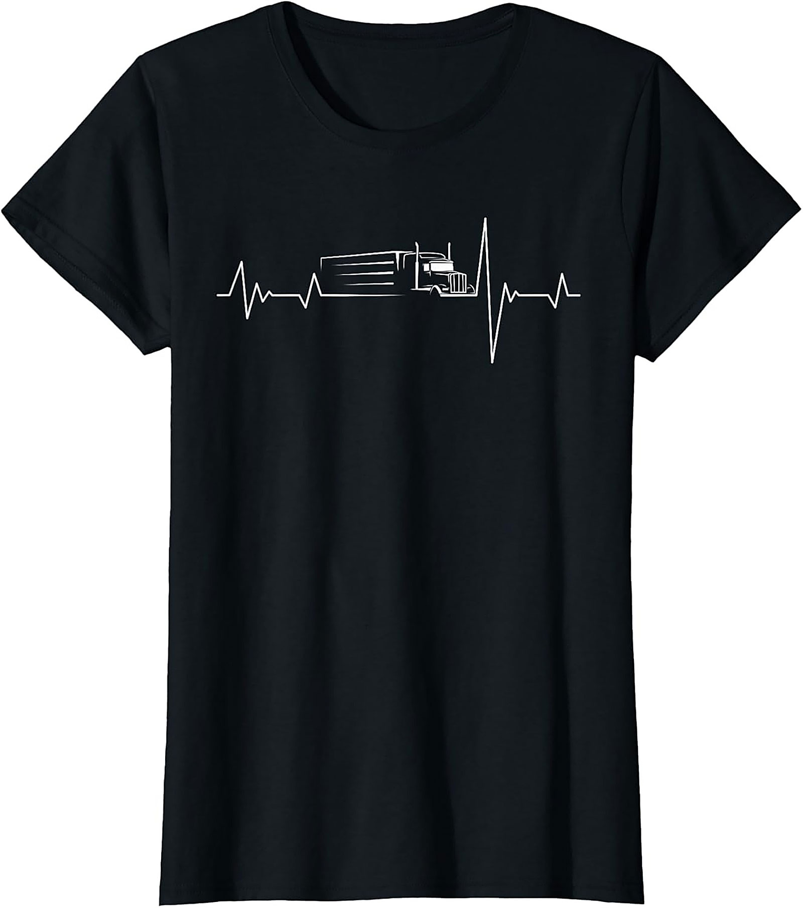Trucker Heartbeat T-shirt | Semi Truck EKG Line Graphic Tee
