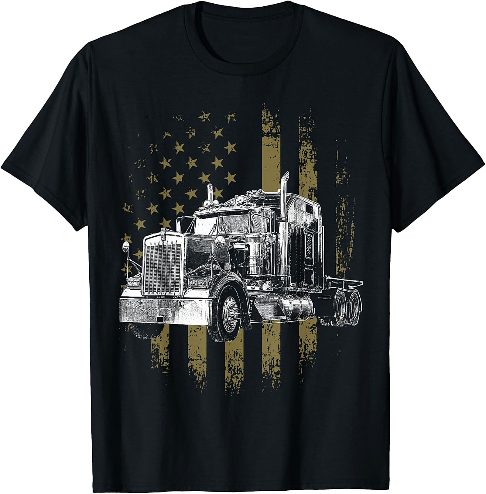 Truck Driver Graphic Tee - Big Rig American Flag Unisex Shirt