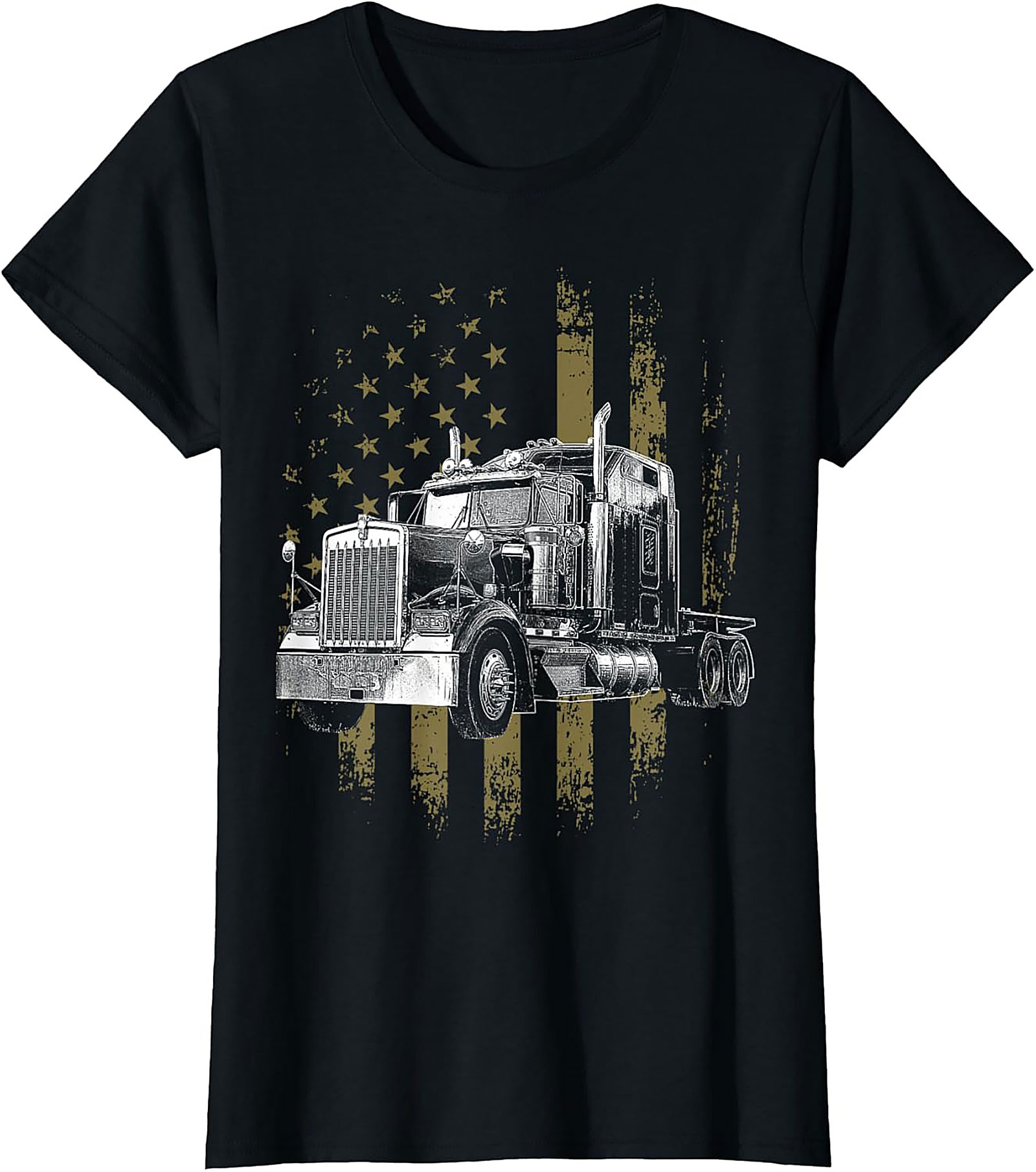 Truck Driver Graphic Tee - Big Rig American Flag Unisex Shirt