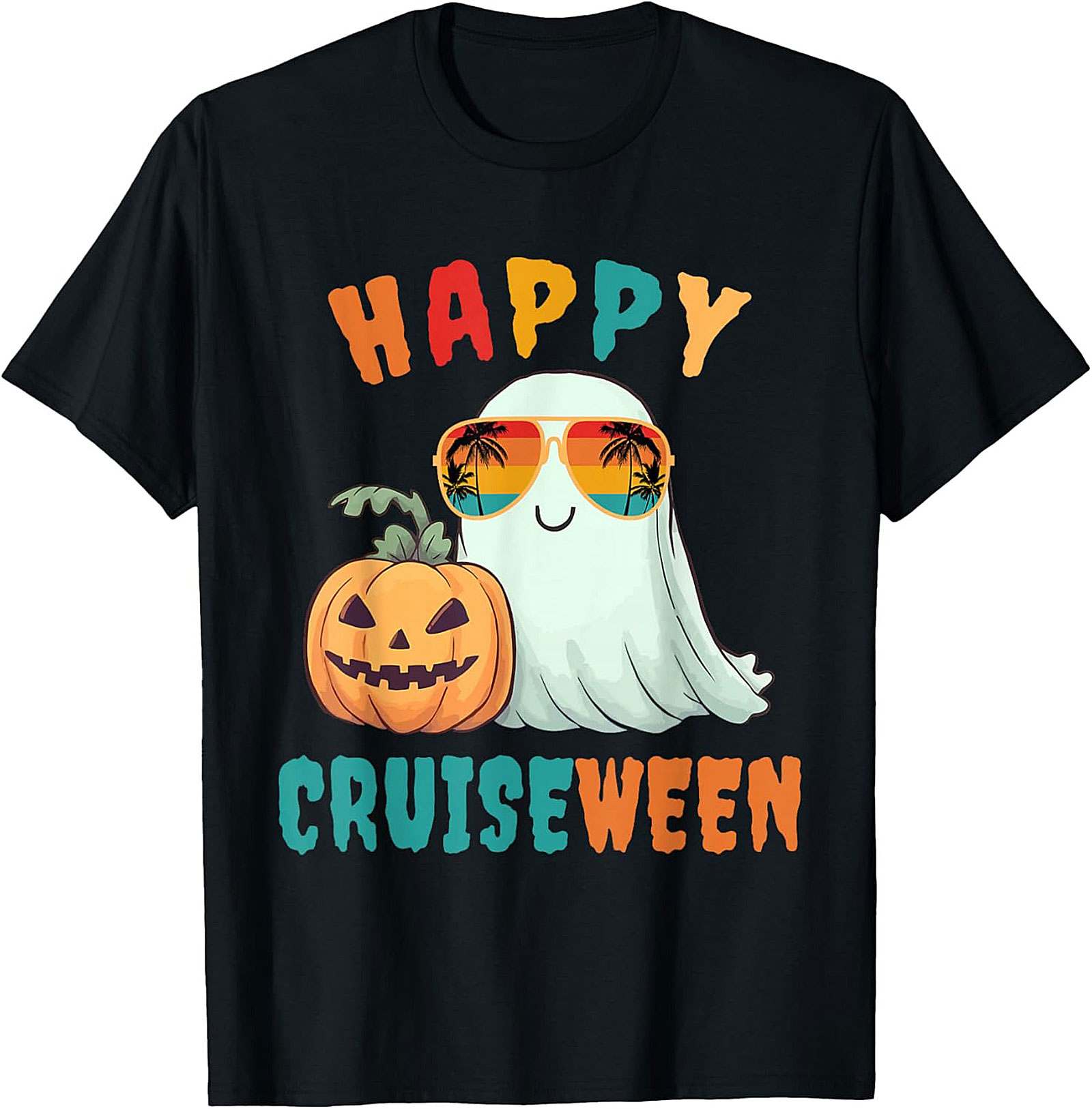 Happy Cruiseween Ghost Graphic Tee | Funny Halloween Shirt