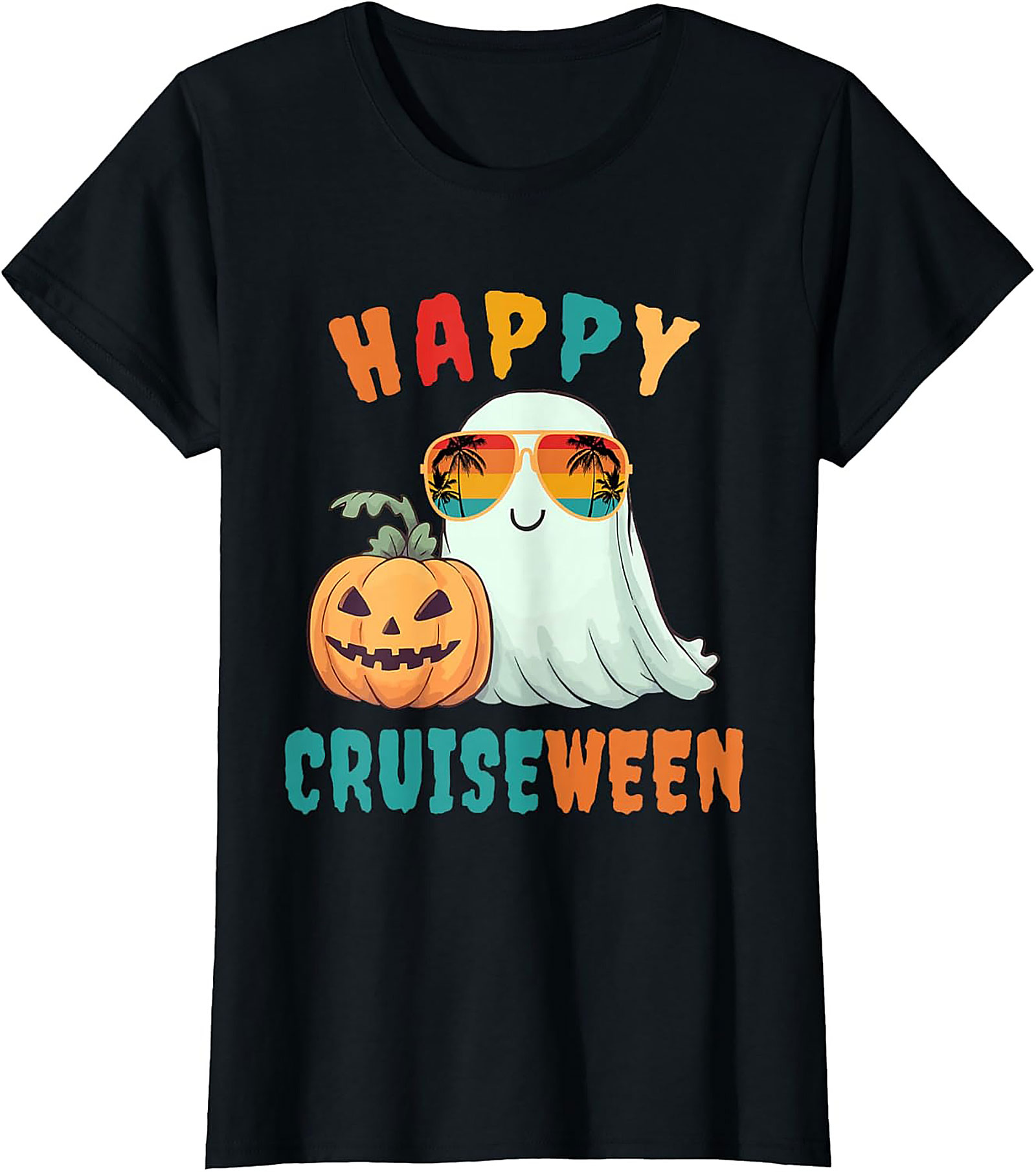 Happy Cruiseween Ghost Graphic Tee | Funny Halloween Shirt