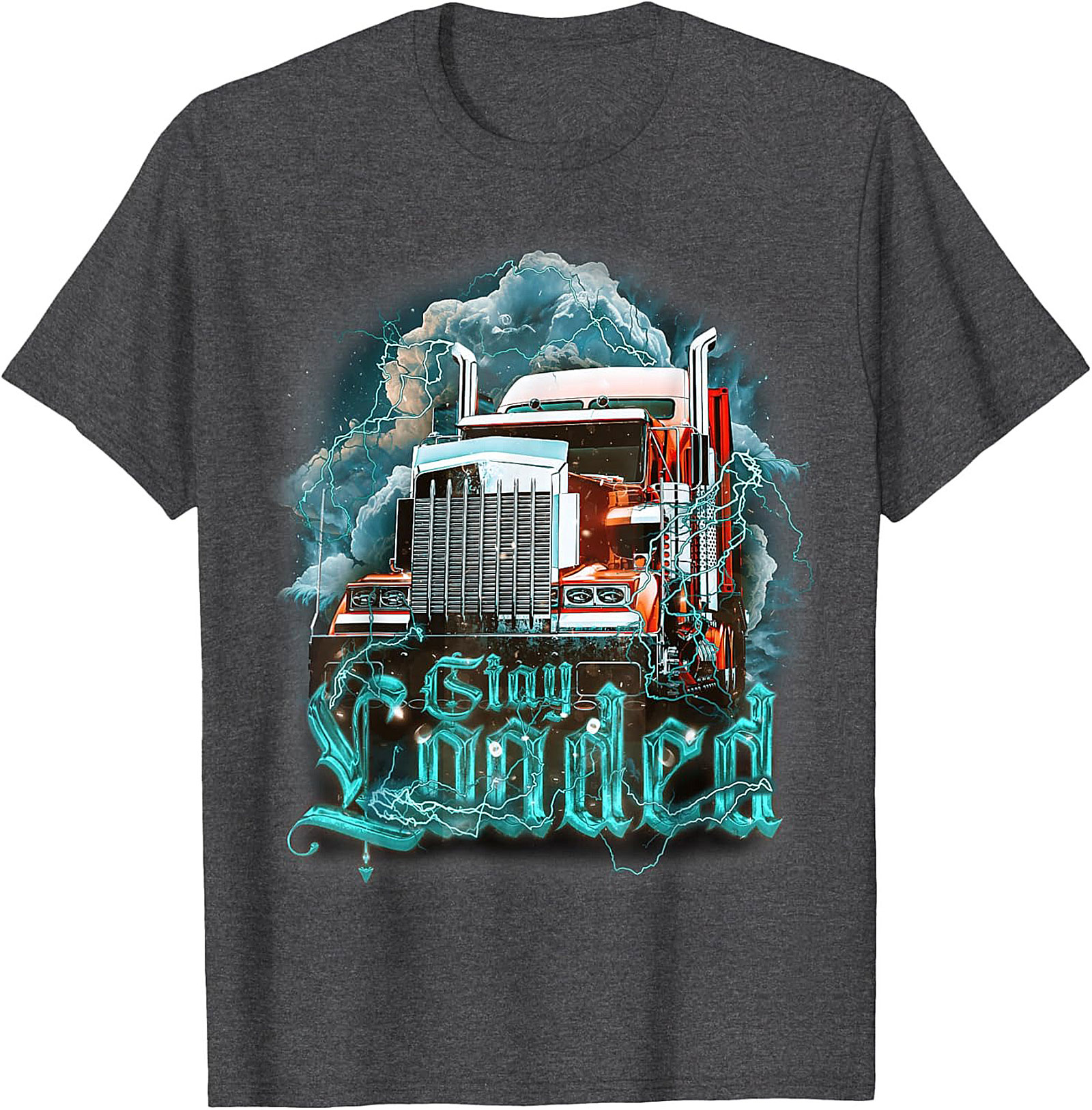 Stay Loaded Trucker Graphic Tee – Intense Diesel Rig Lightning Shirt