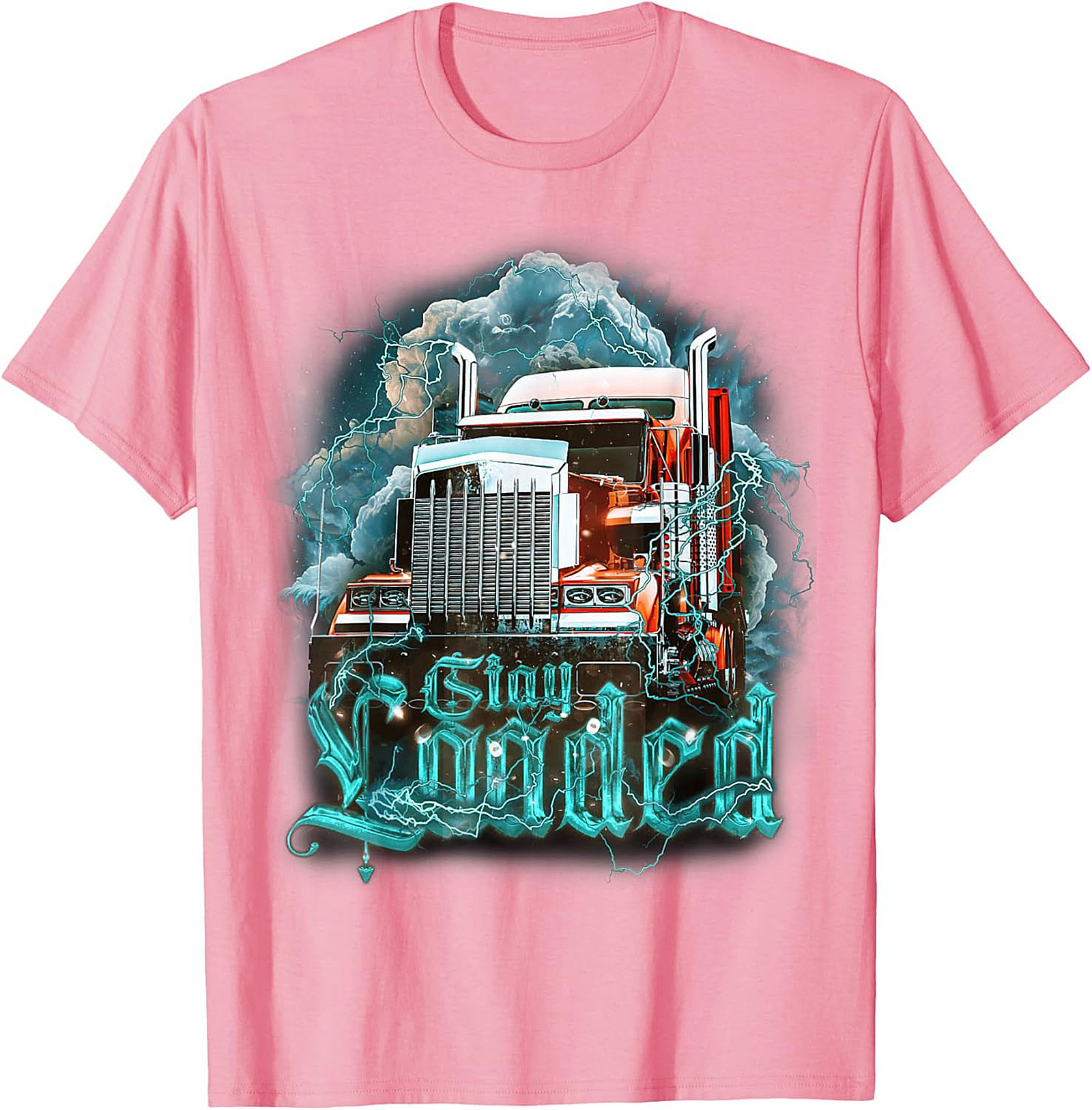 Stay Loaded Trucker Graphic Tee – Intense Diesel Rig Lightning Shirt