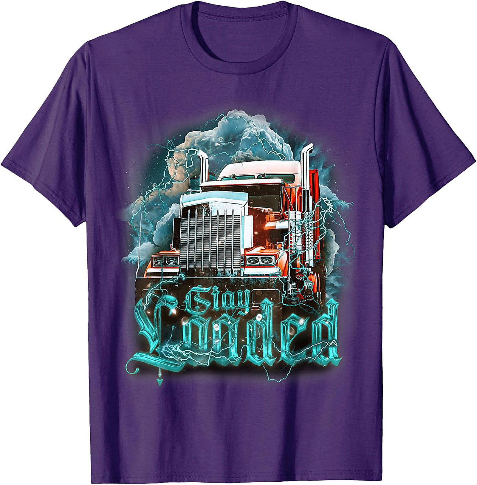 Stay Loaded Trucker Graphic Tee – Intense Diesel Rig Lightning Shirt