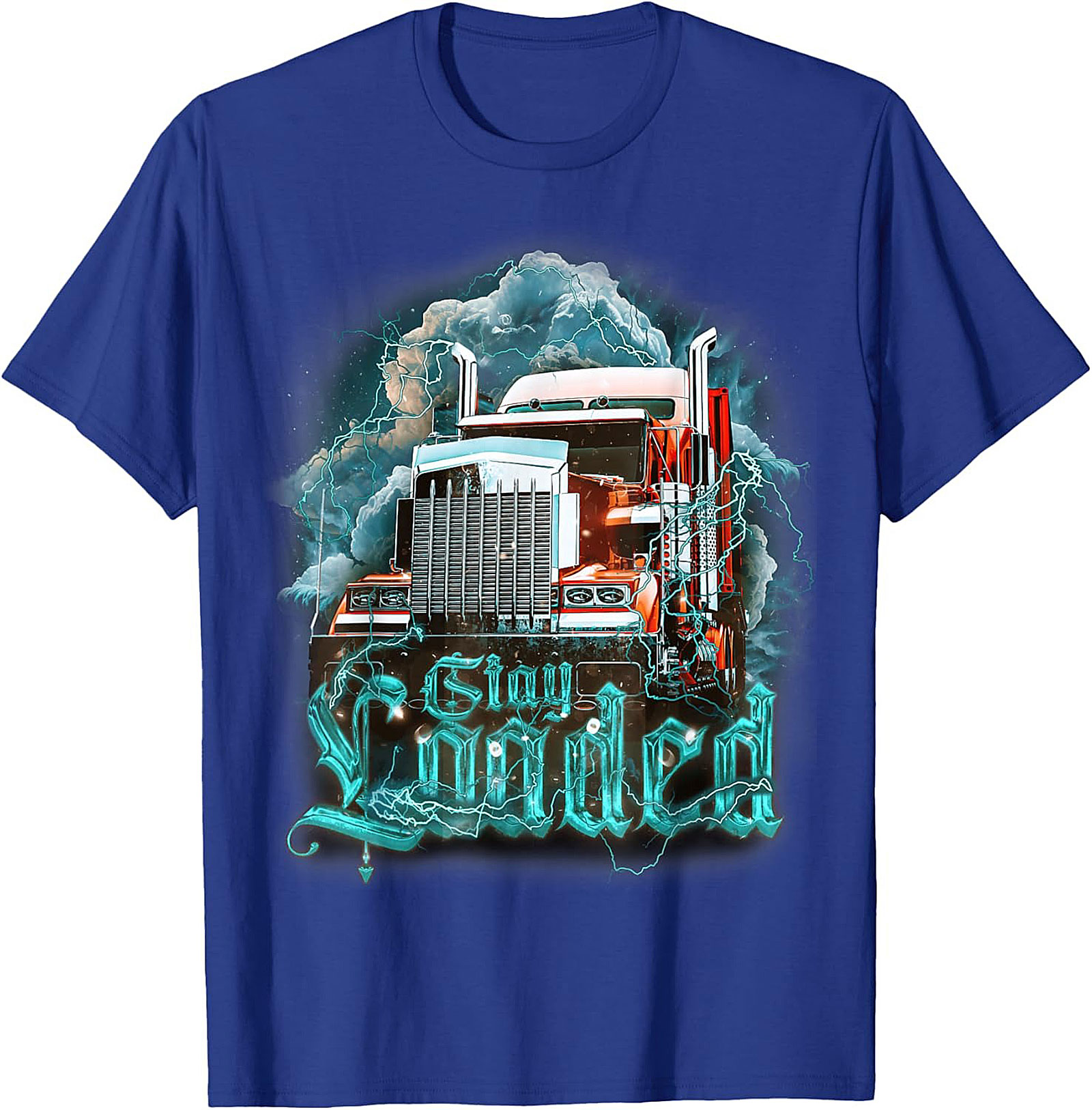 Stay Loaded Trucker Graphic Tee – Intense Diesel Rig Lightning Shirt