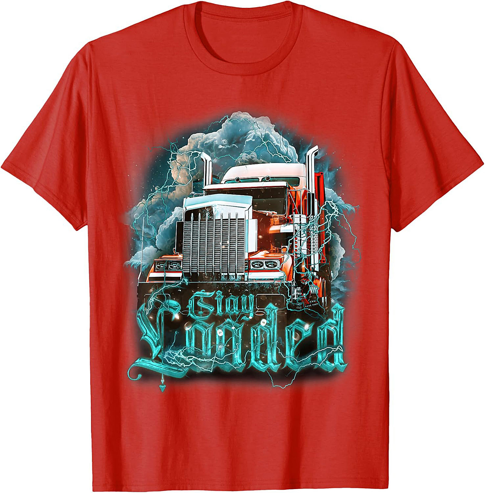 Stay Loaded Trucker Graphic Tee – Intense Diesel Rig Lightning Shirt