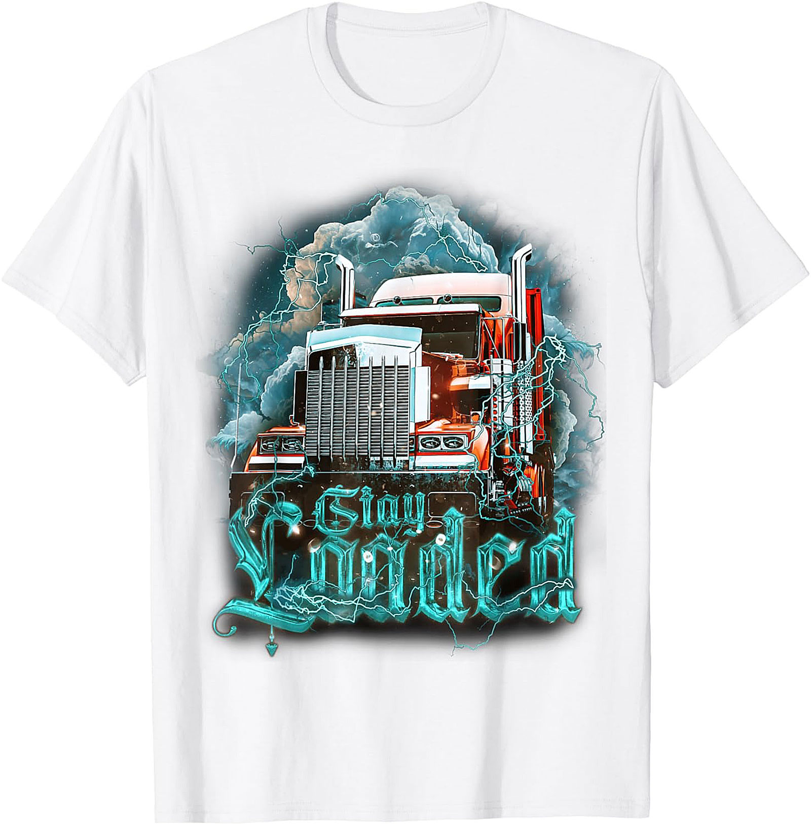 Stay Loaded Trucker Graphic Tee – Intense Diesel Rig Lightning Shirt