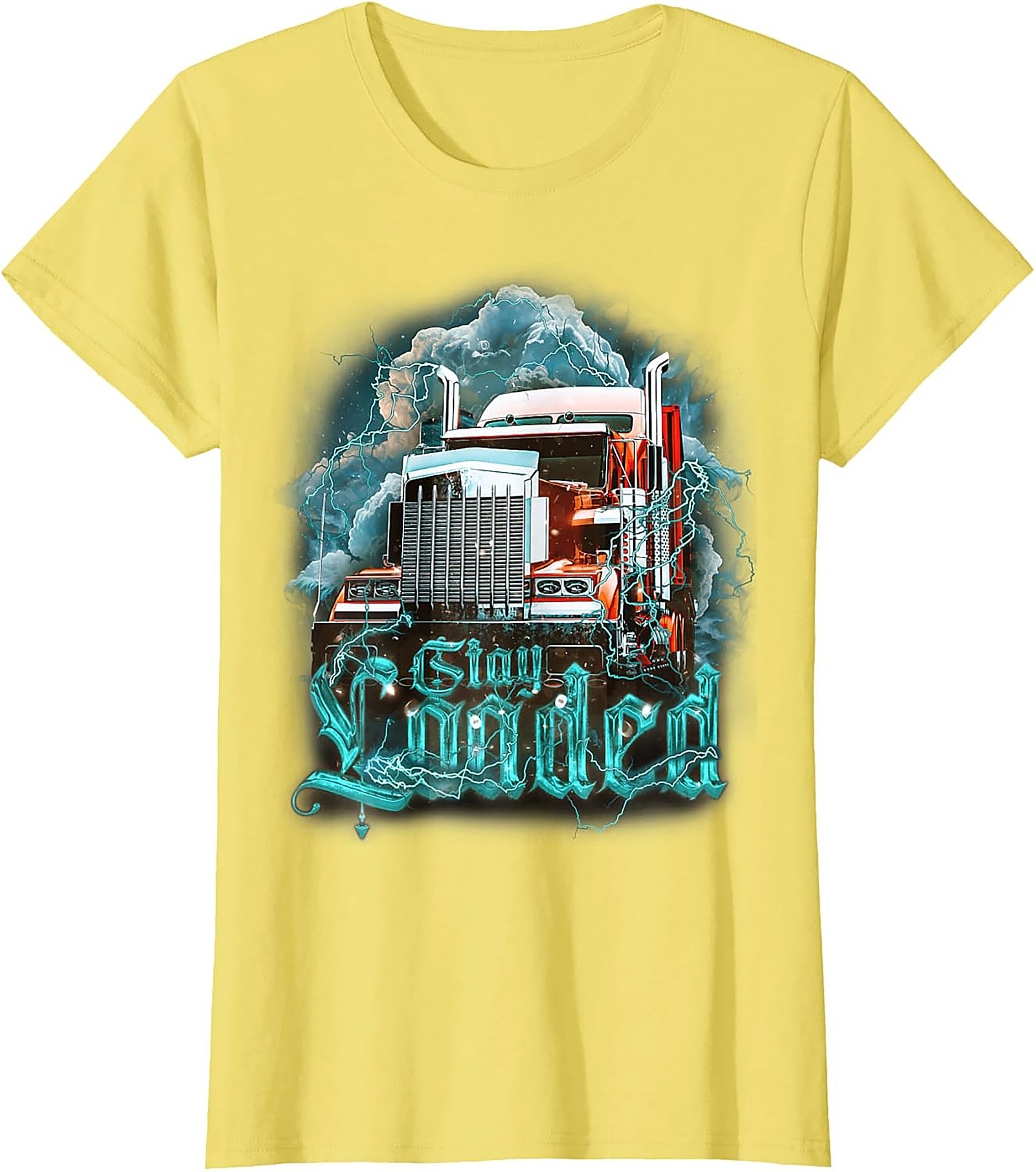 Stay Loaded Trucker Graphic Tee – Intense Diesel Rig Lightning Shirt