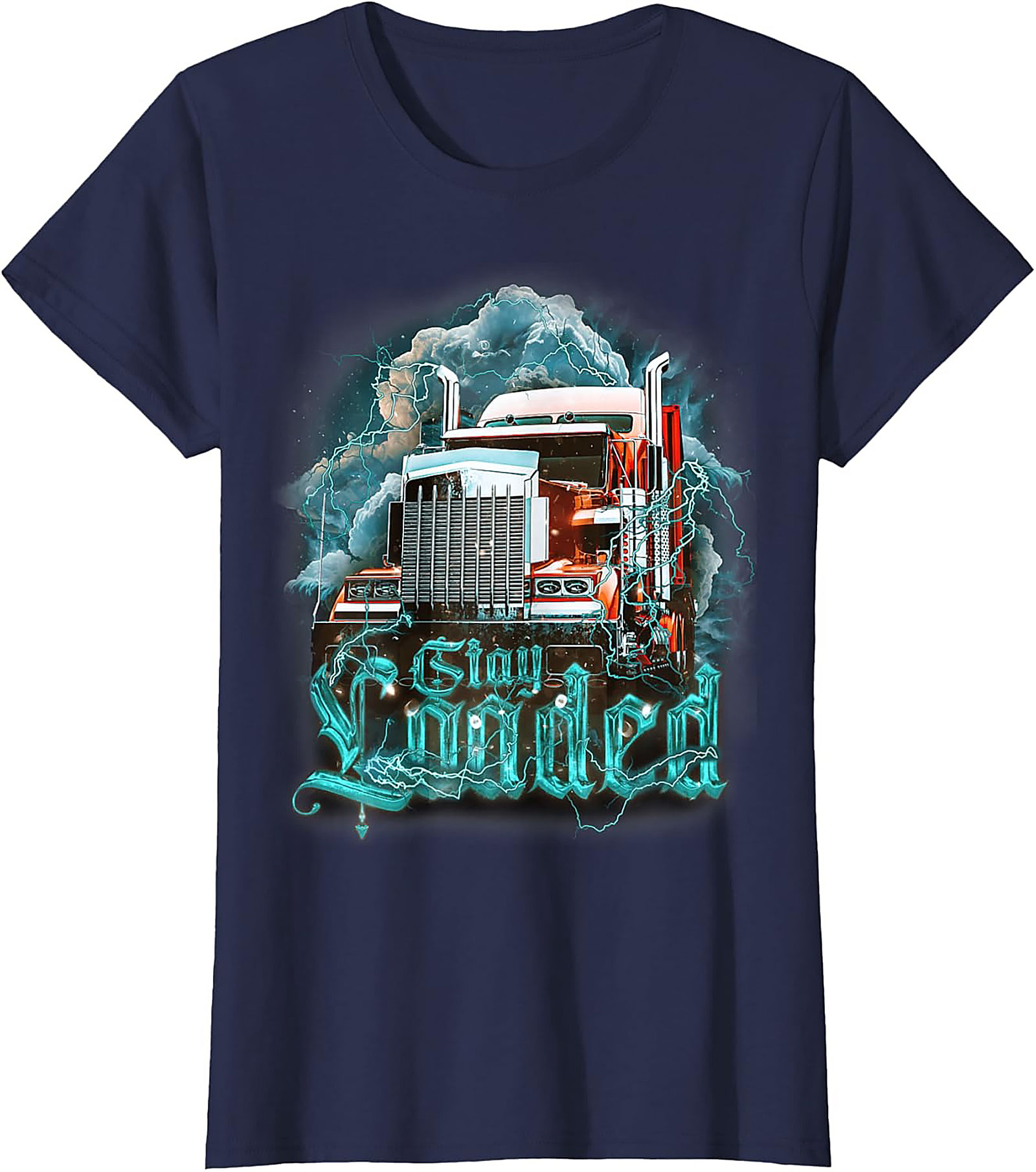 Stay Loaded Trucker Graphic Tee – Intense Diesel Rig Lightning Shirt