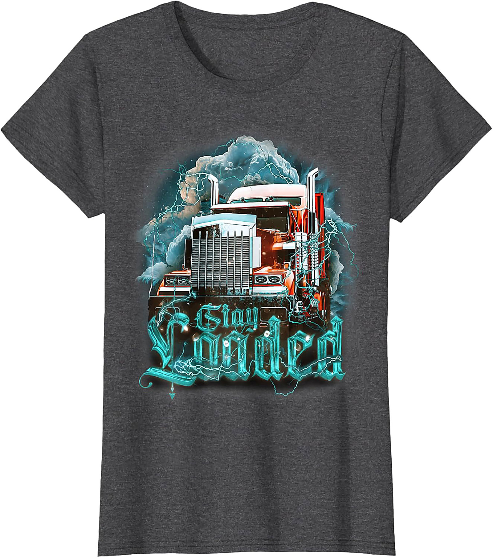 Stay Loaded Trucker Graphic Tee – Intense Diesel Rig Lightning Shirt