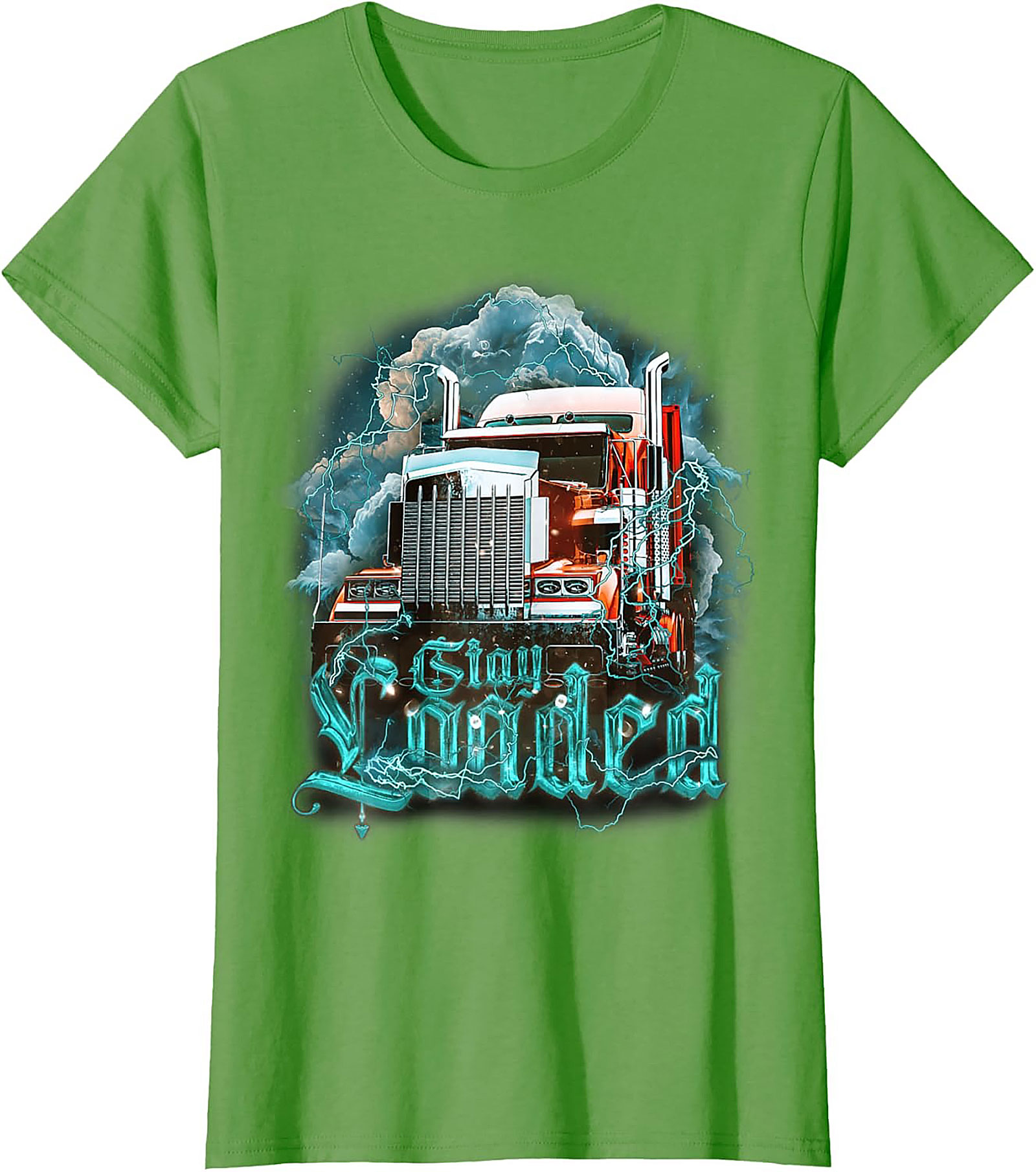 Stay Loaded Trucker Graphic Tee – Intense Diesel Rig Lightning Shirt