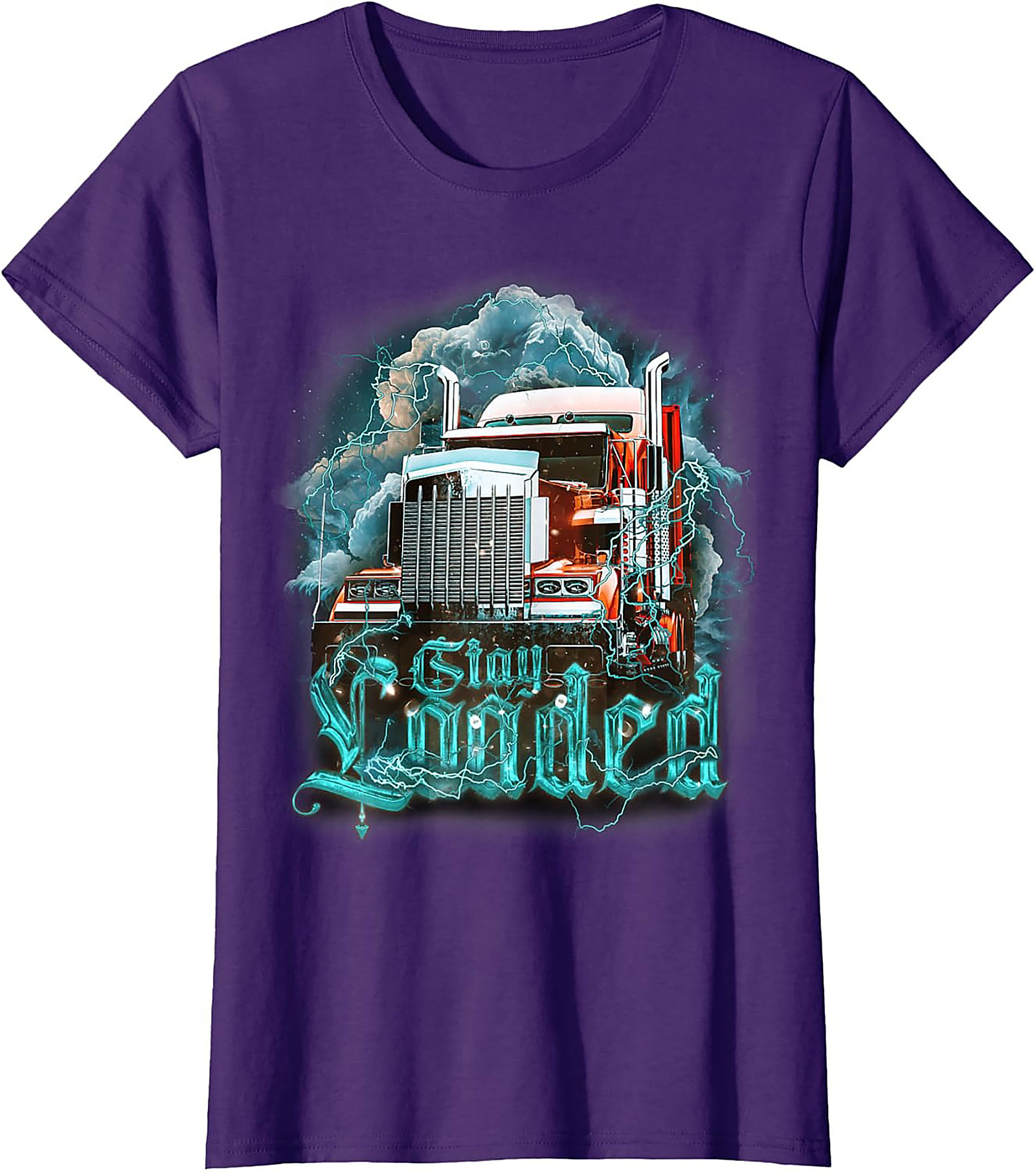Stay Loaded Trucker Graphic Tee – Intense Diesel Rig Lightning Shirt