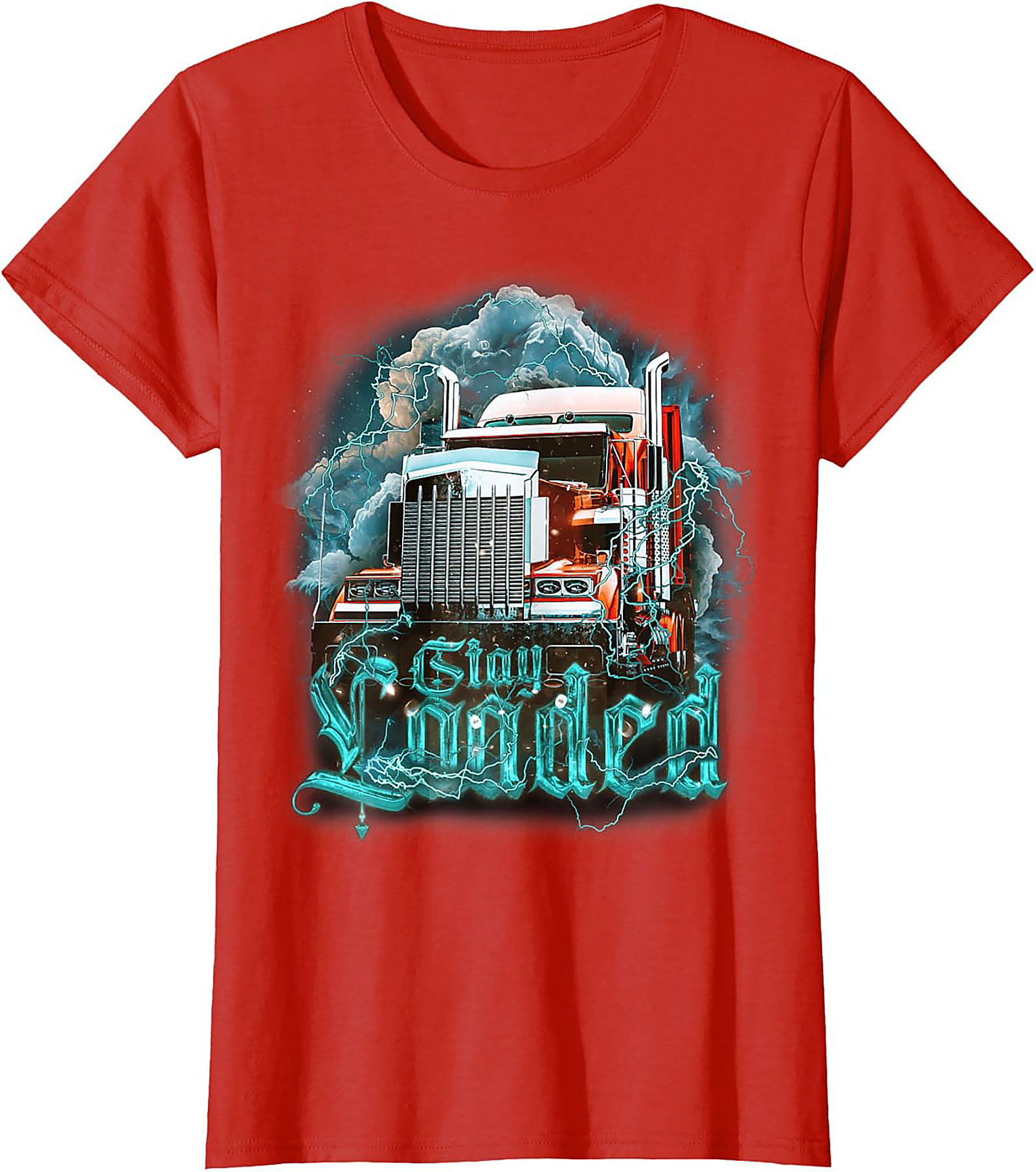 Stay Loaded Trucker Graphic Tee – Intense Diesel Rig Lightning Shirt