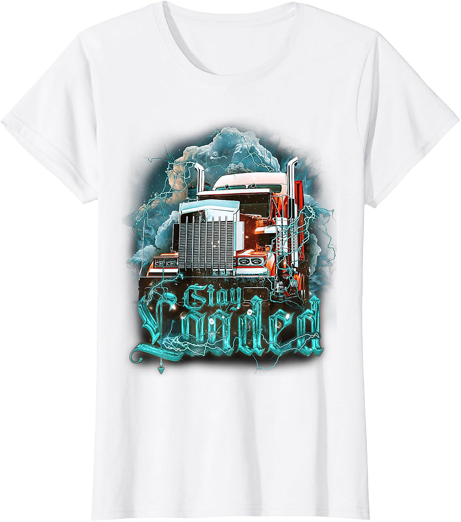 Stay Loaded Trucker Graphic Tee – Intense Diesel Rig Lightning Shirt