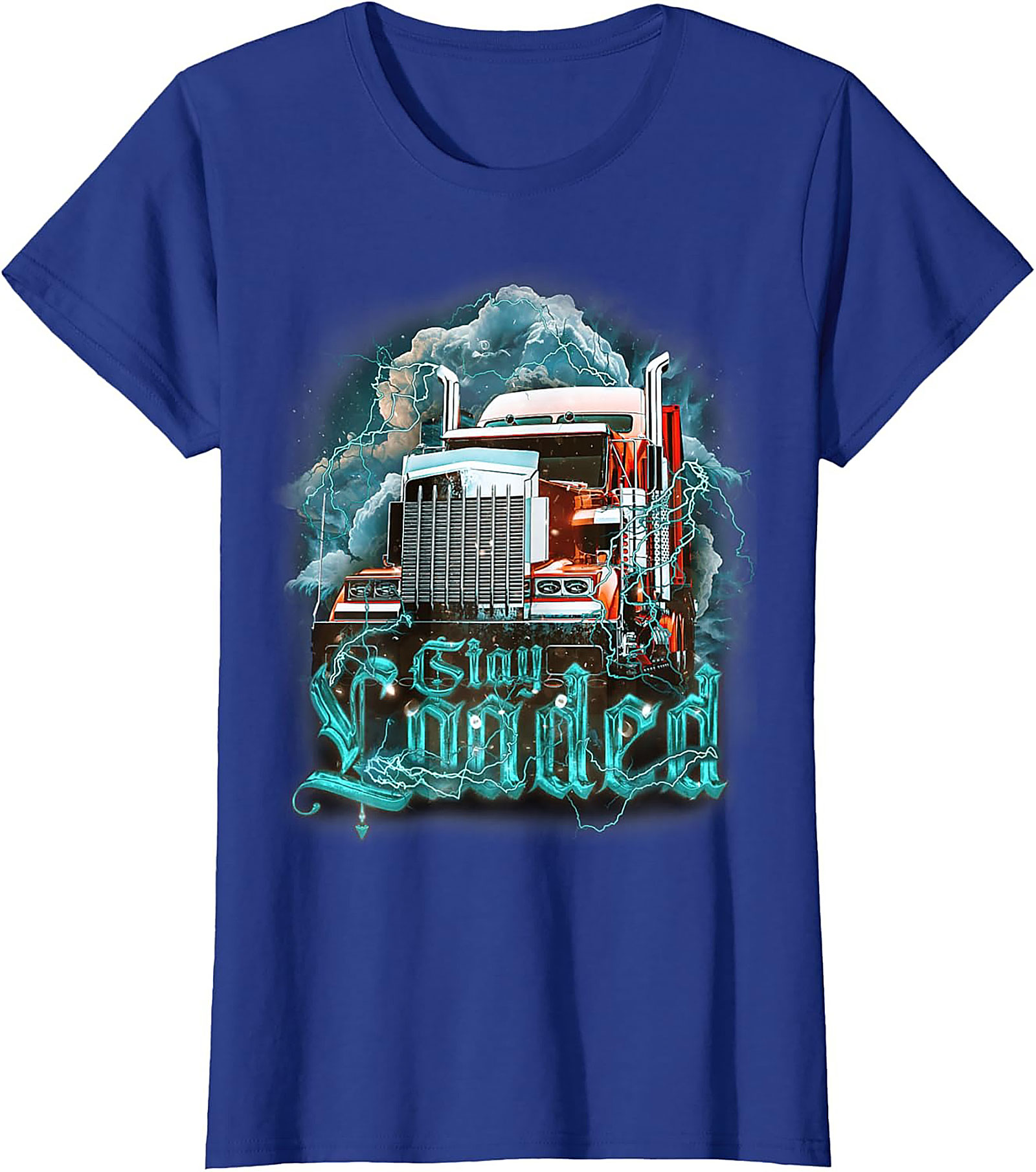 Stay Loaded Trucker Graphic Tee – Intense Diesel Rig Lightning Shirt