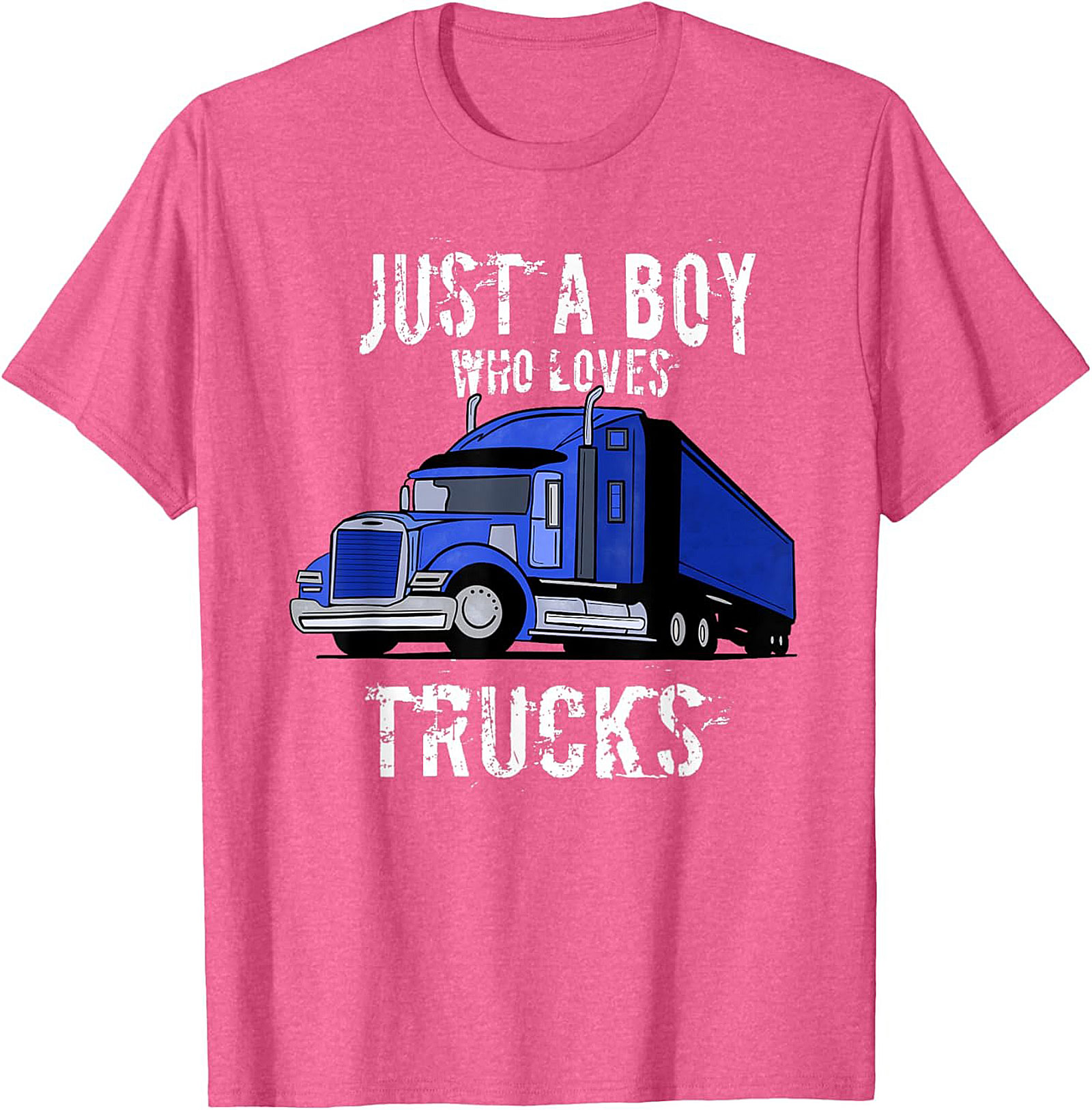 Just A Boy Who Loves Trucks Truck Lover Graphic Tee | Big Rig Semi Truck Shirt