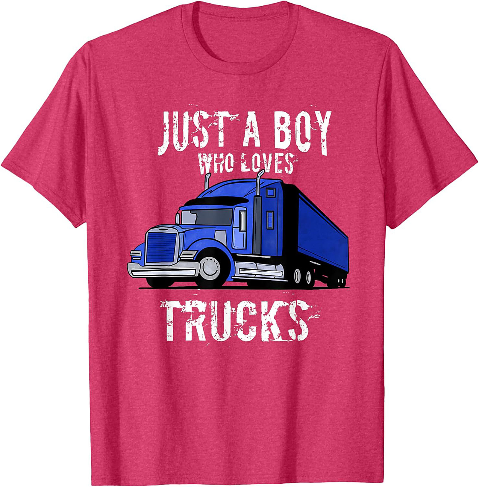 Just A Boy Who Loves Trucks Truck Lover Graphic Tee | Big Rig Semi Truck Shirt