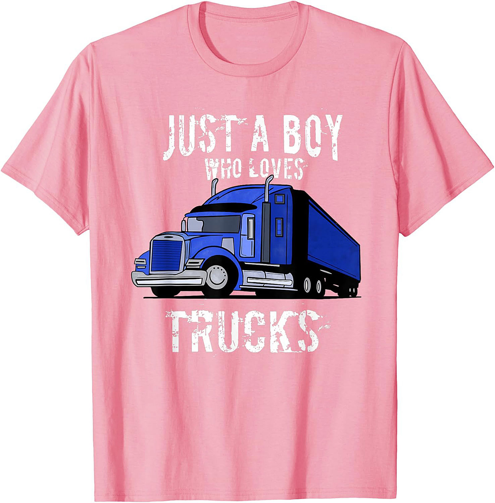 Just A Boy Who Loves Trucks Truck Lover Graphic Tee | Big Rig Semi Truck Shirt