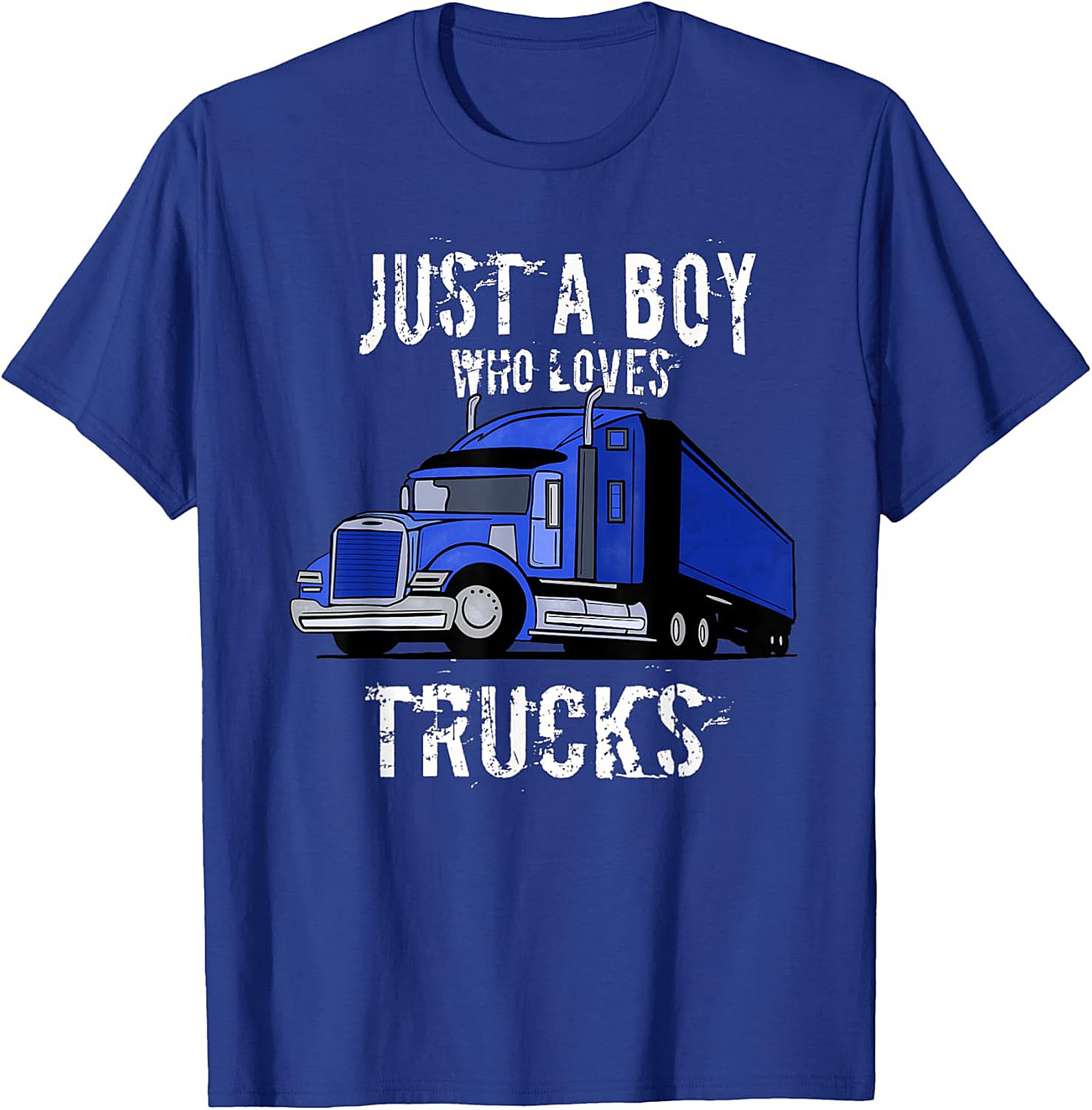Just A Boy Who Loves Trucks Truck Lover Graphic Tee | Big Rig Semi Truck Shirt